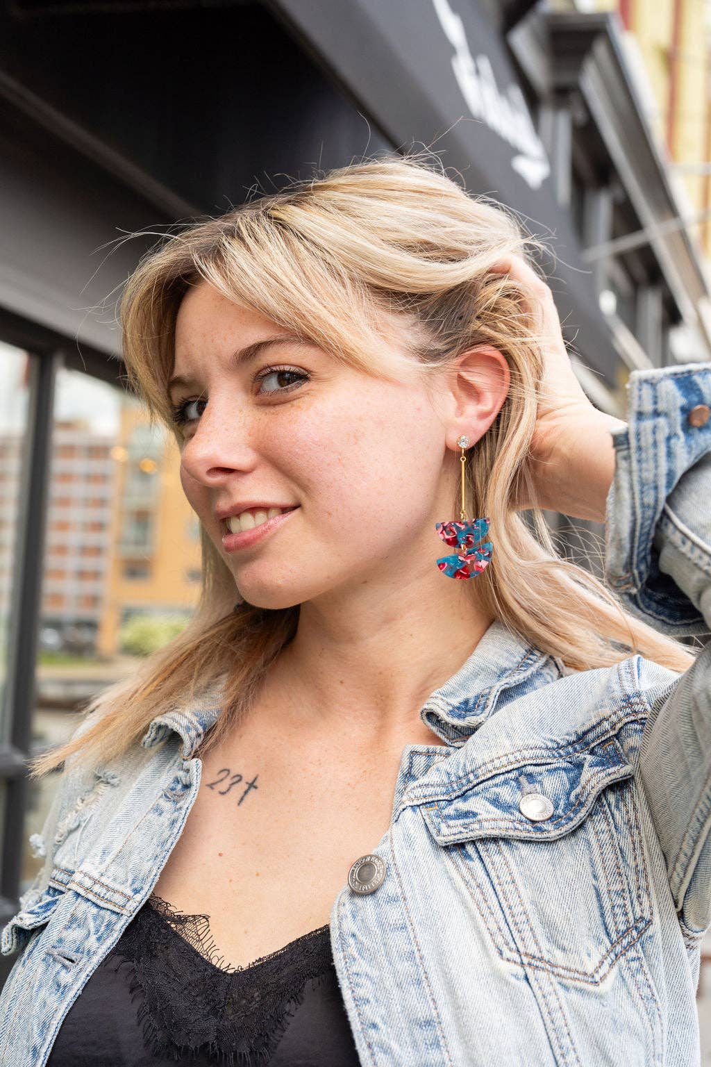 Everly Magenta Teal Drop Earrings