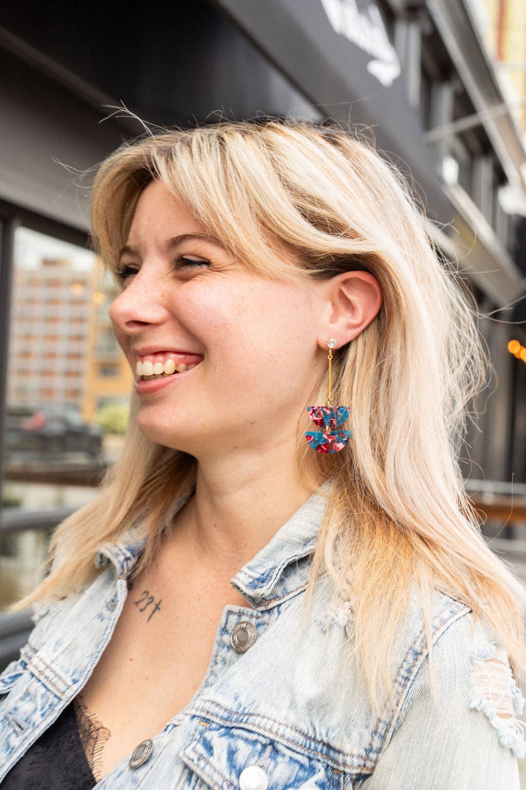 Everly Magenta Teal Drop Earrings