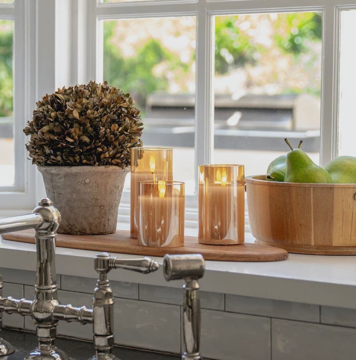 Flameless LED Hurricane Glass Candles