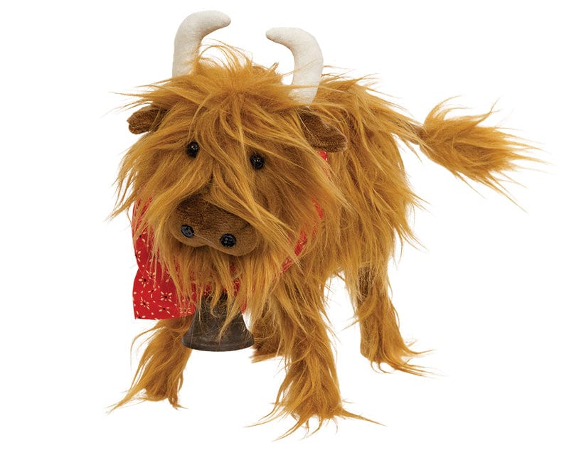 Fluffy Highland Cow with Bandana and Bell