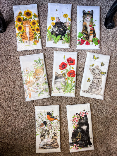 Garden Cats Tea Towel