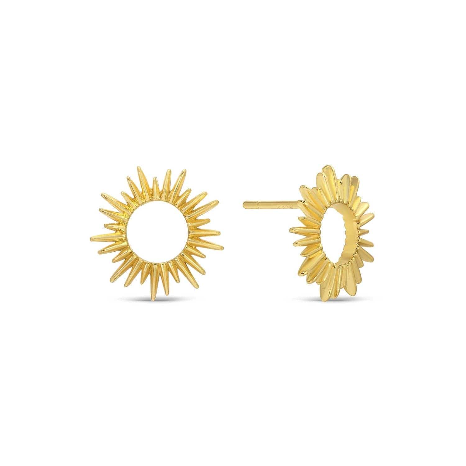 Gold Open Sun Stud Earrings