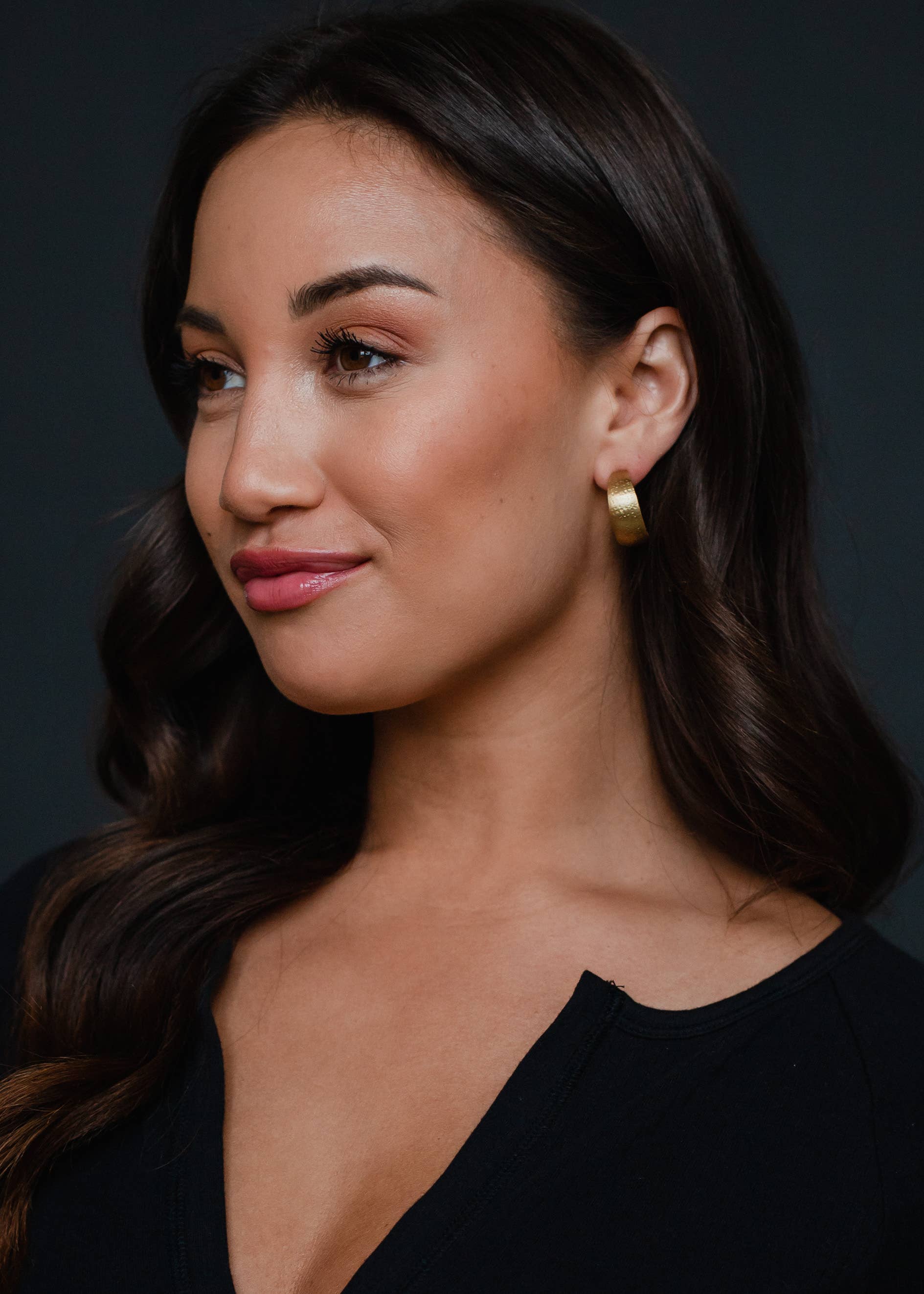 Gold Textured Hoop Earrings