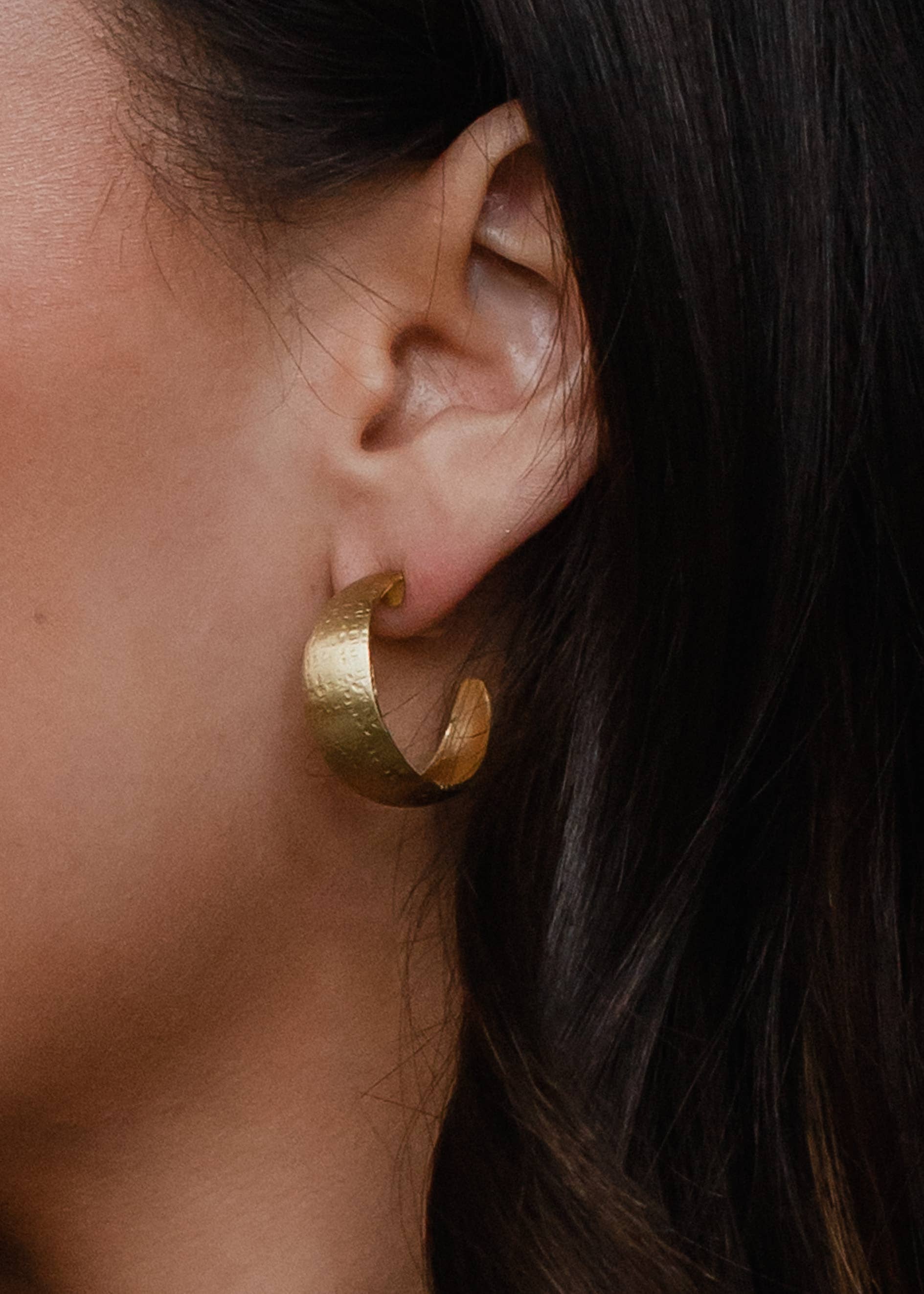 Gold Textured Hoop Earrings