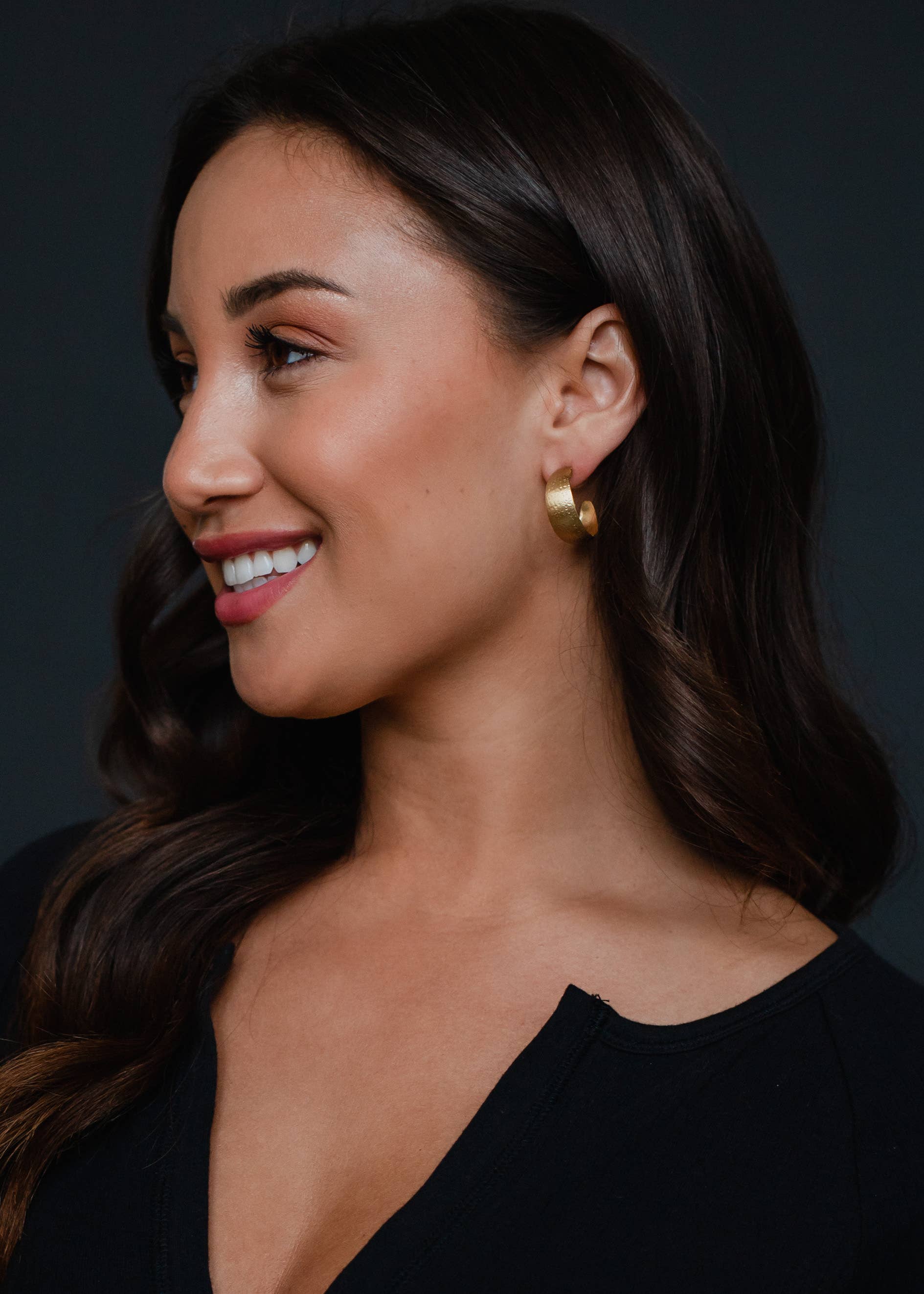 Gold Textured Hoop Earrings