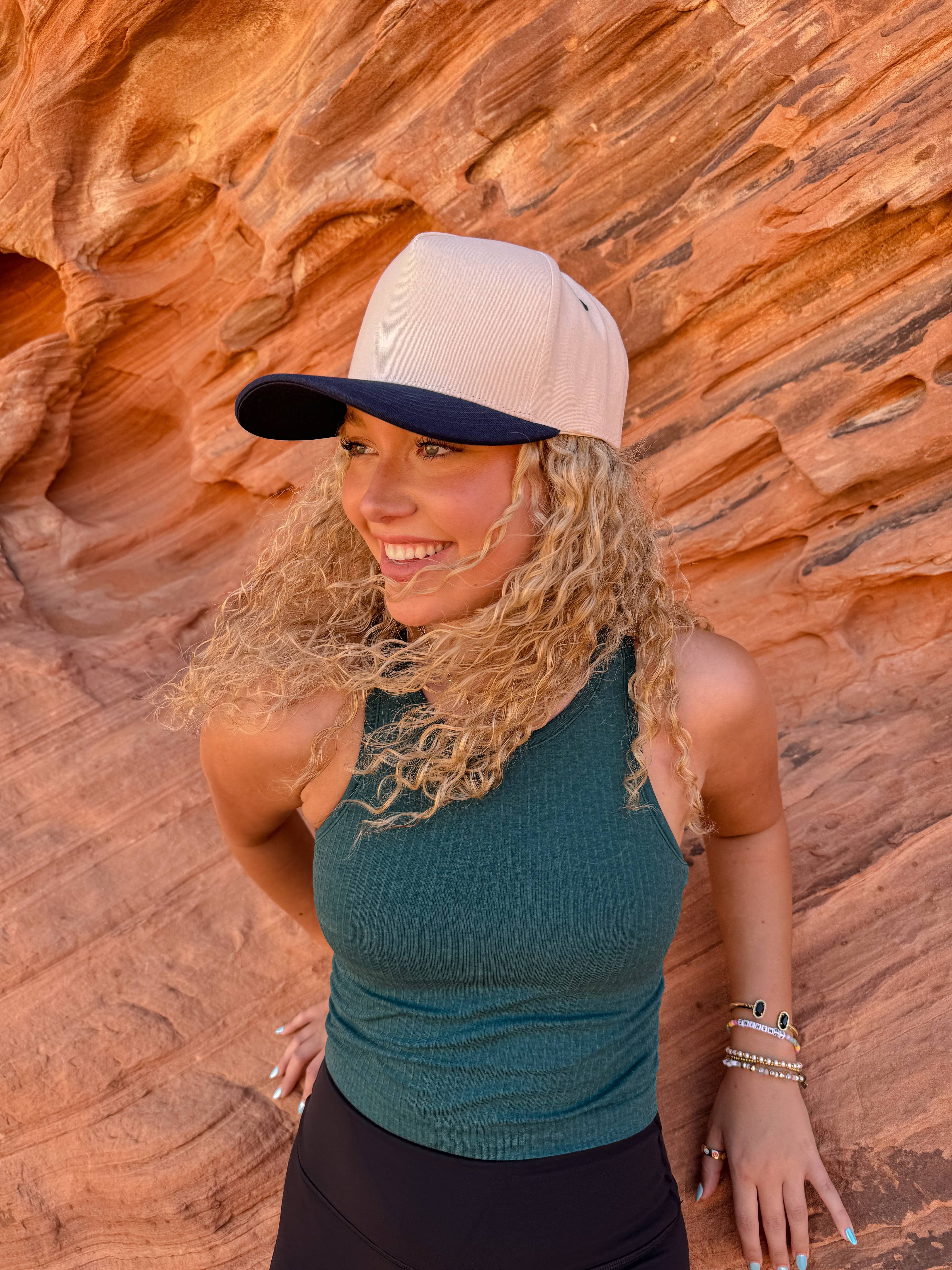 Green Two Tone Canvas C.C Trucker Hat