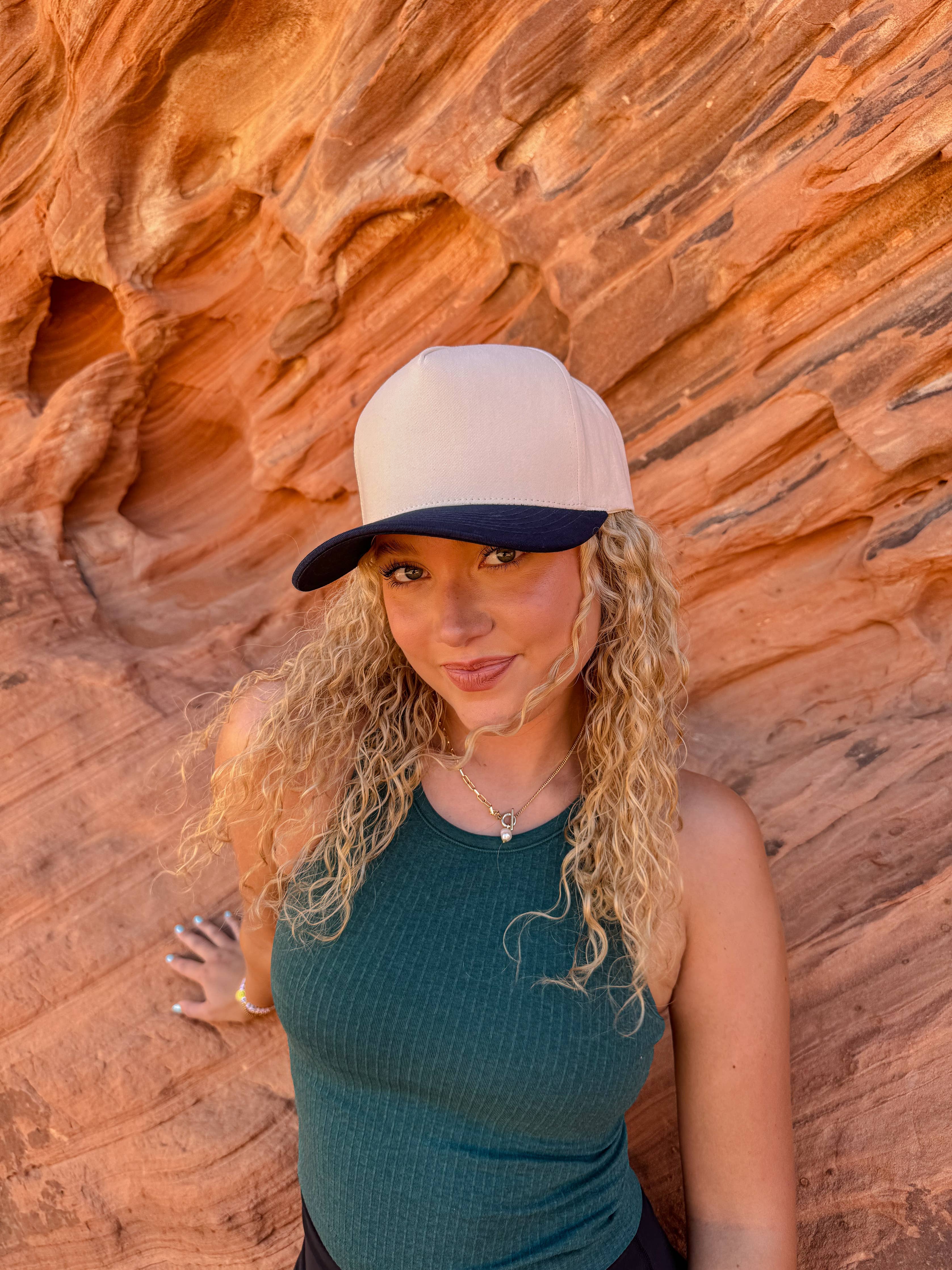 Green Two Tone Canvas C.C Trucker Hat