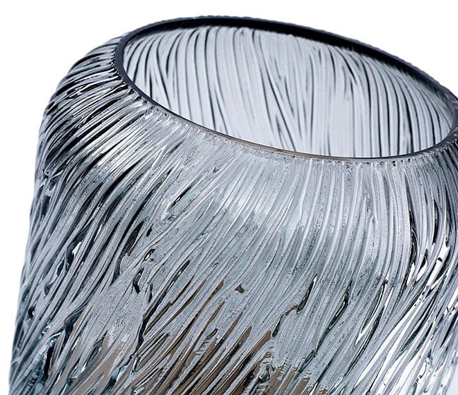 Grey Hurricane Vase on Wood Base