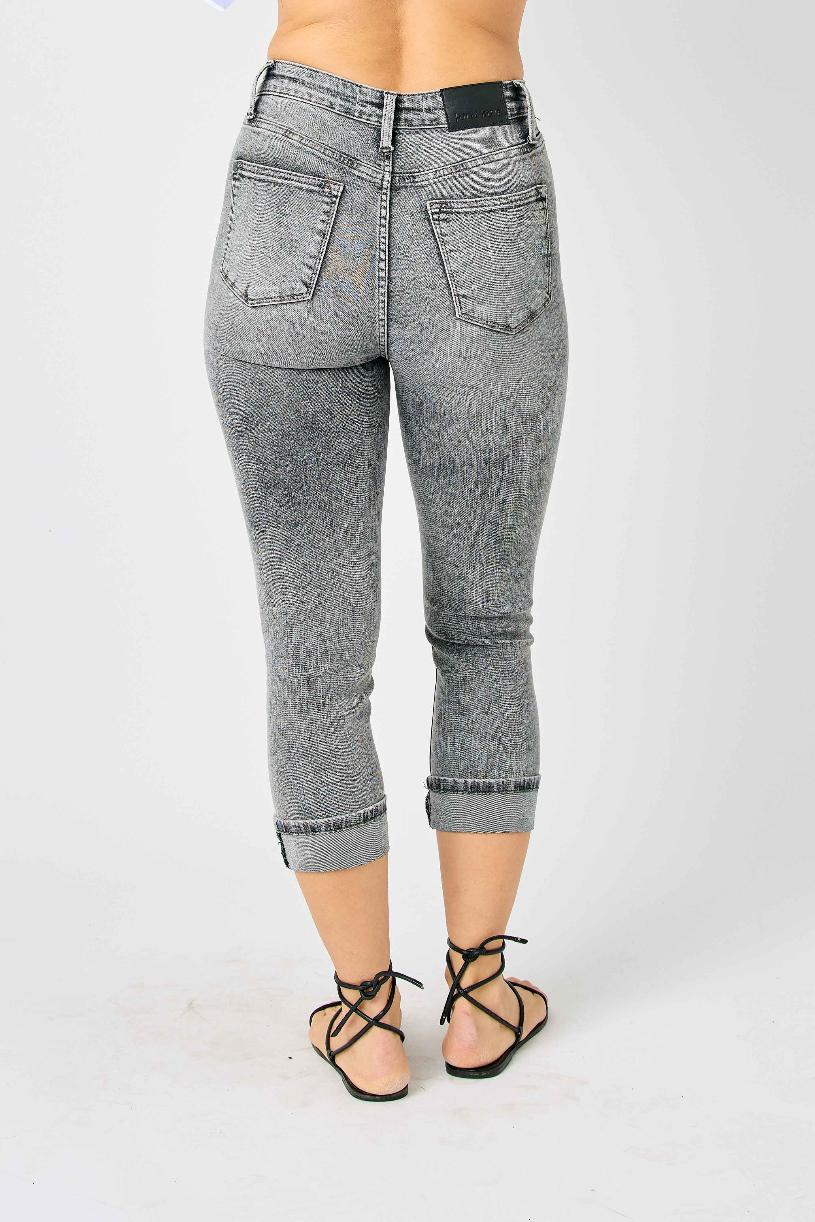Grey Washed Judy Blue Denim Capri