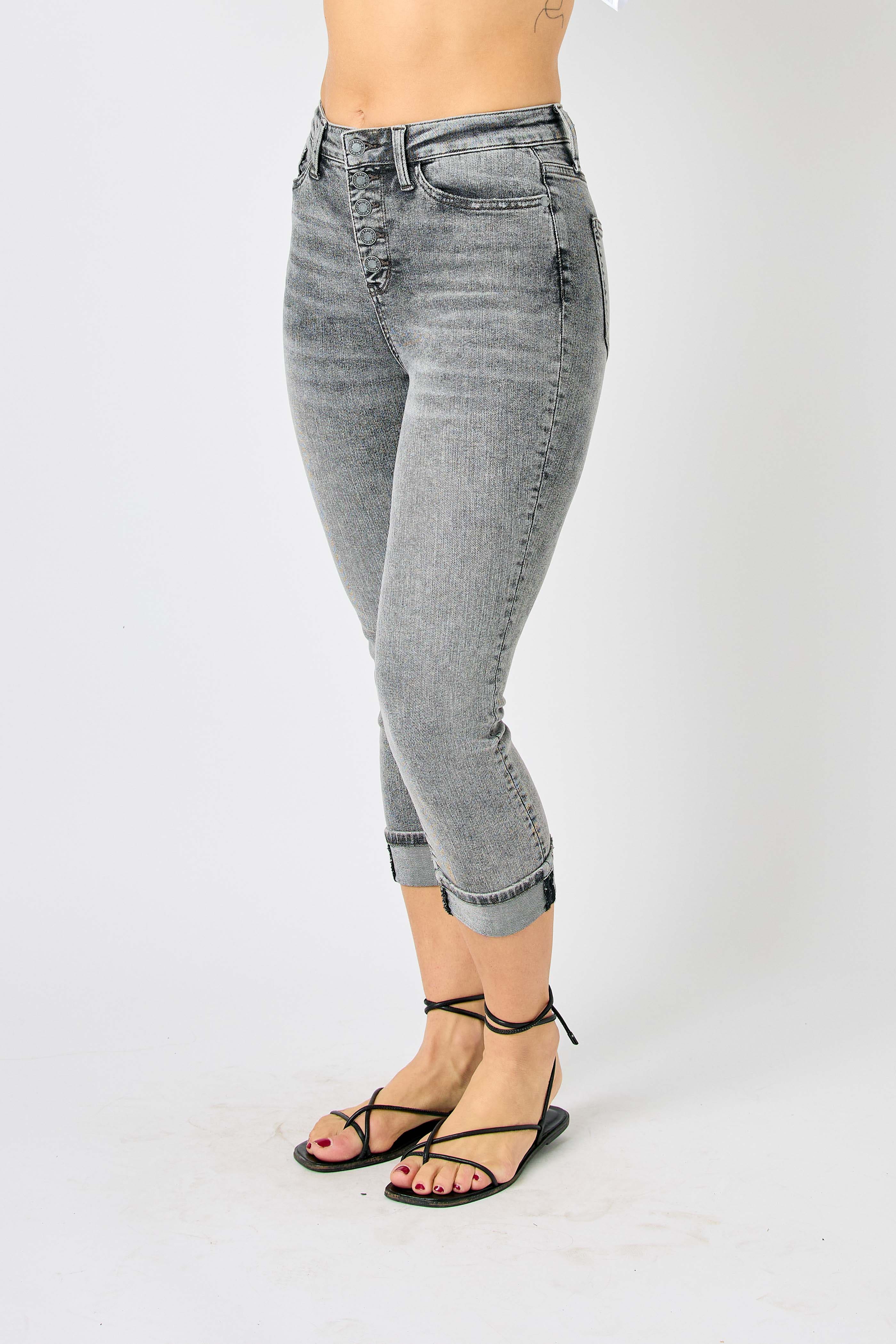 Grey Washed Judy Blue Denim Capri