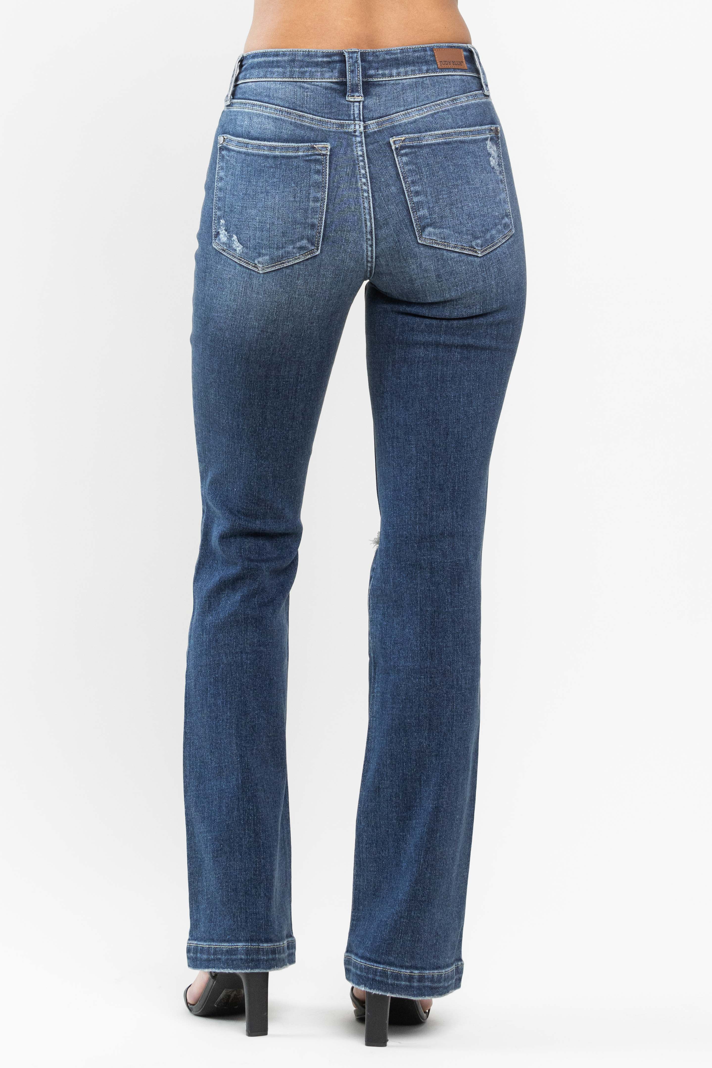 Hand Sand & Destroy Bootcut Mid-Rise Judy Blue Jeans