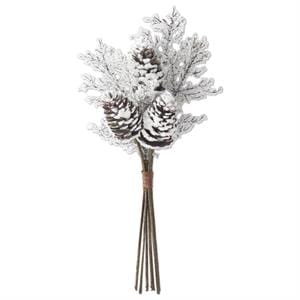 K&K Seasonal Decor Iced Twig & Flocked Pinecone Bundle