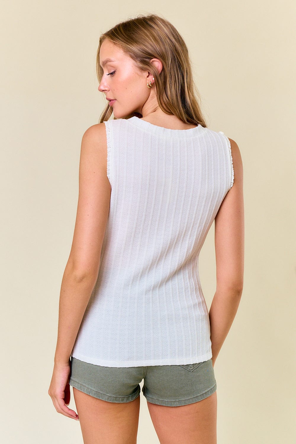 Lace Trim Ruffle Tank