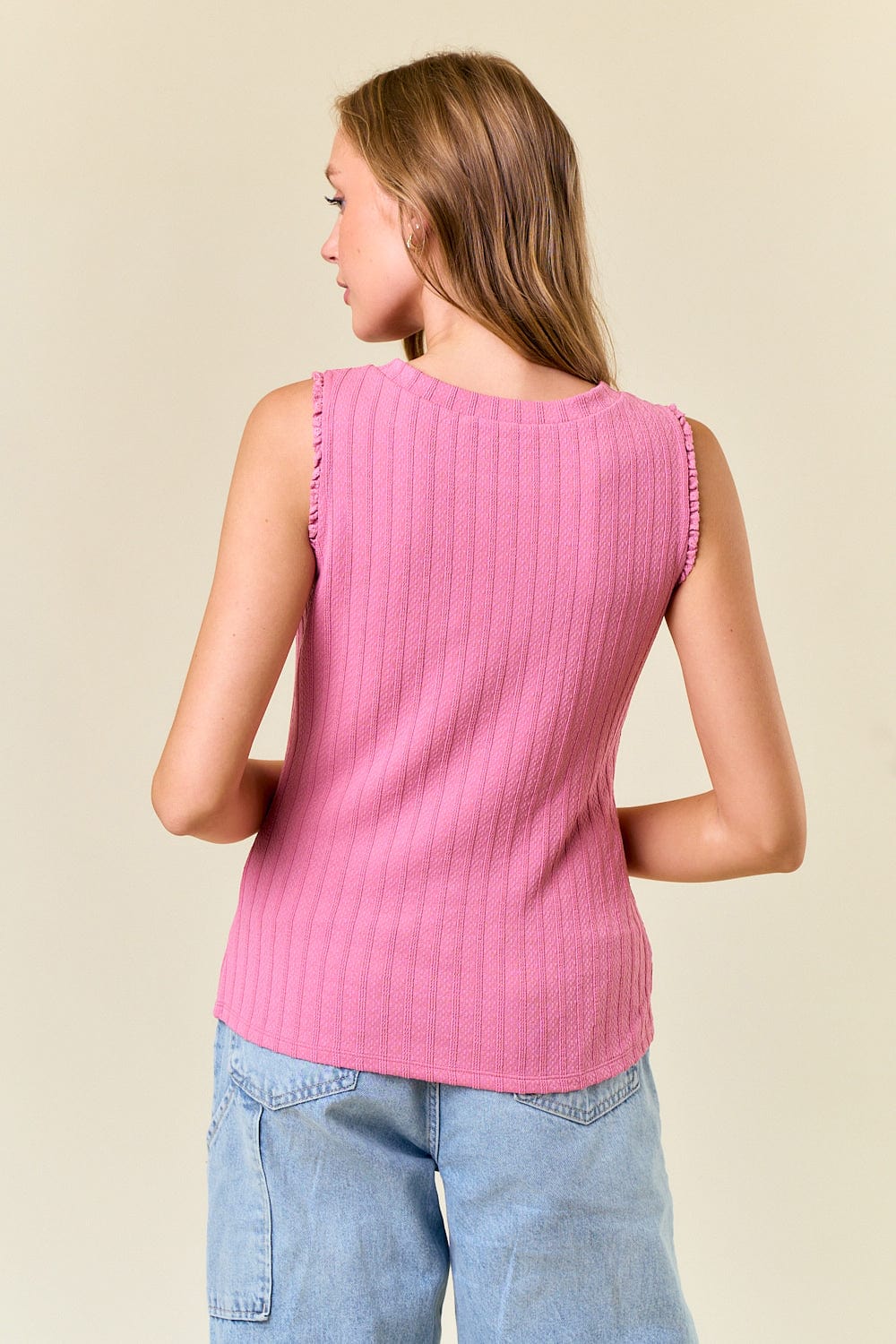 Lace Trim Ruffle Tank