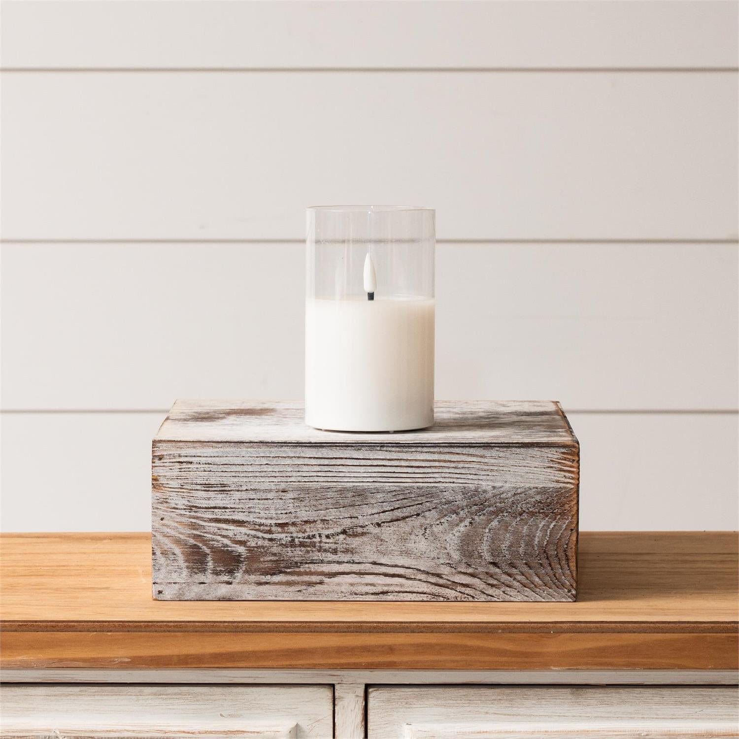 LED Glass Pillar Candle
