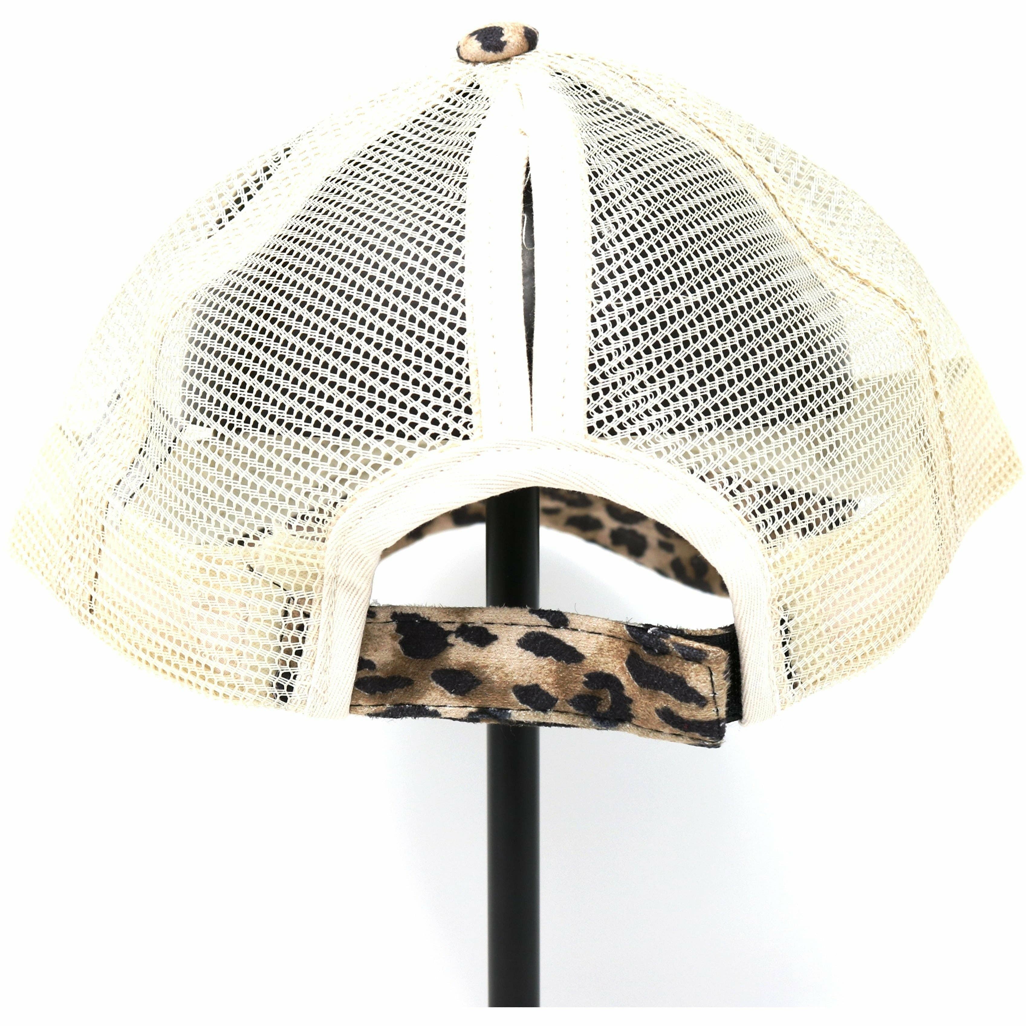 Leopard Print High Ponytail CC Baseball Hat