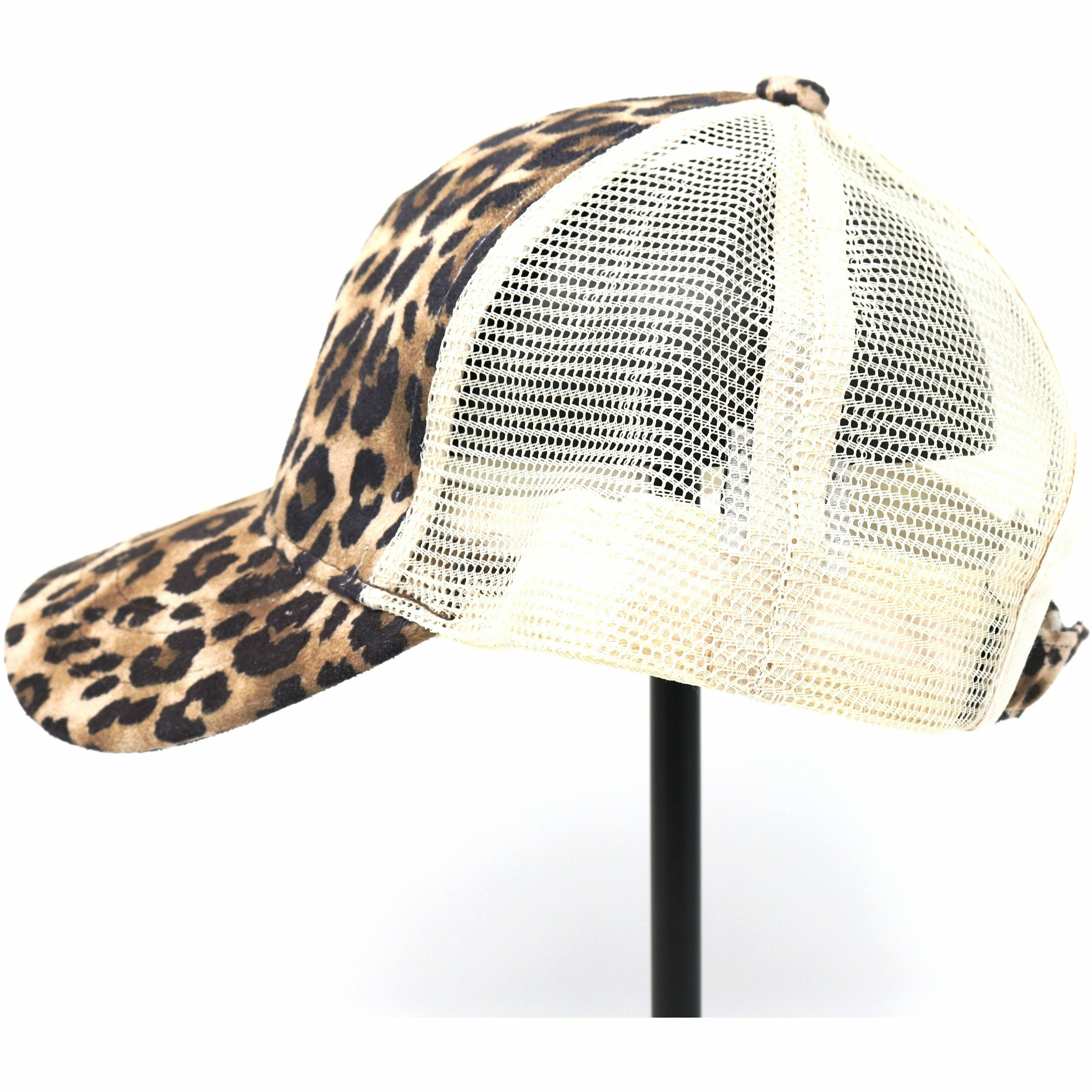 Leopard Print High Ponytail CC Baseball Hat