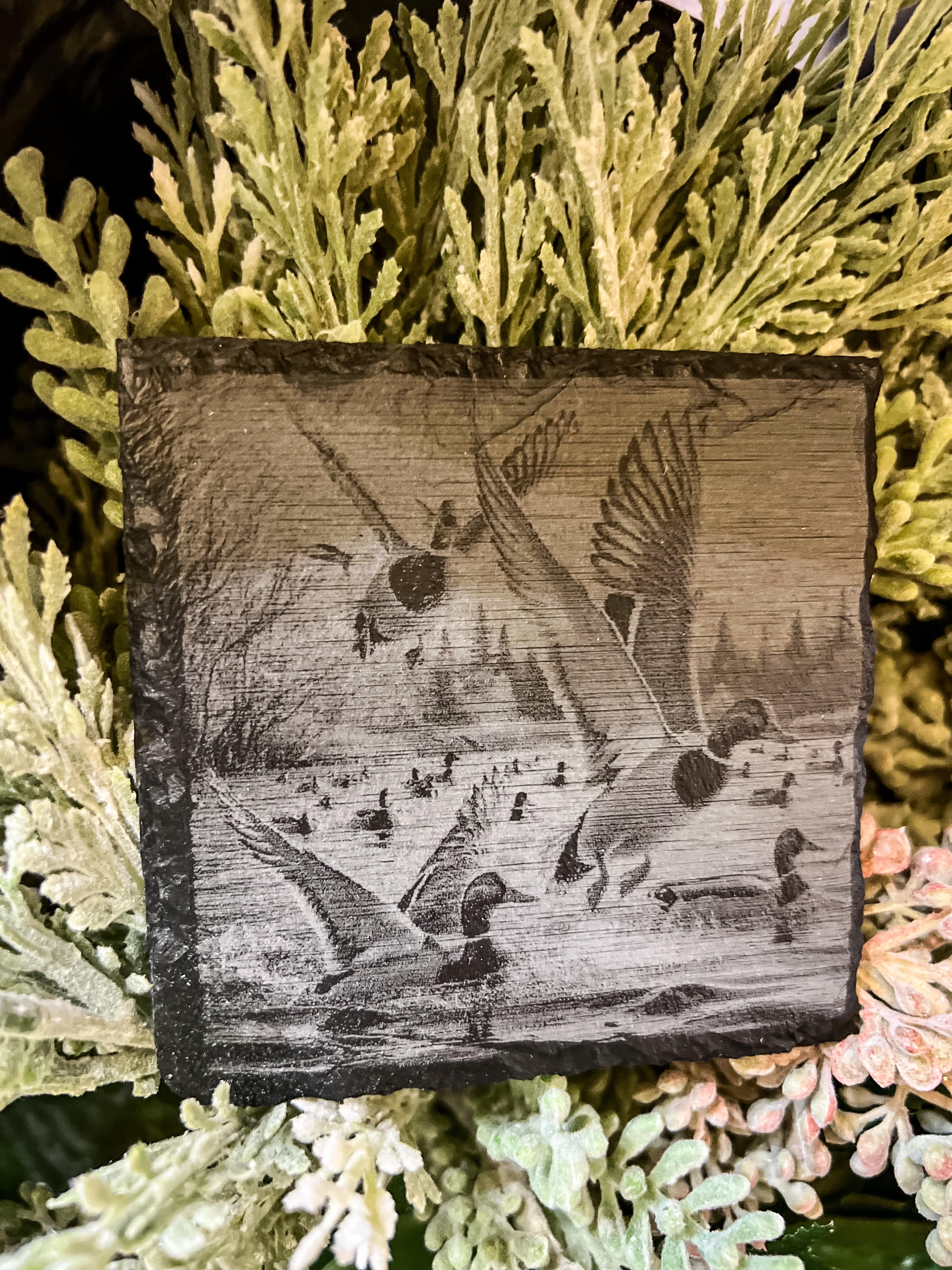 Mallards in Flight Engraved Coaster