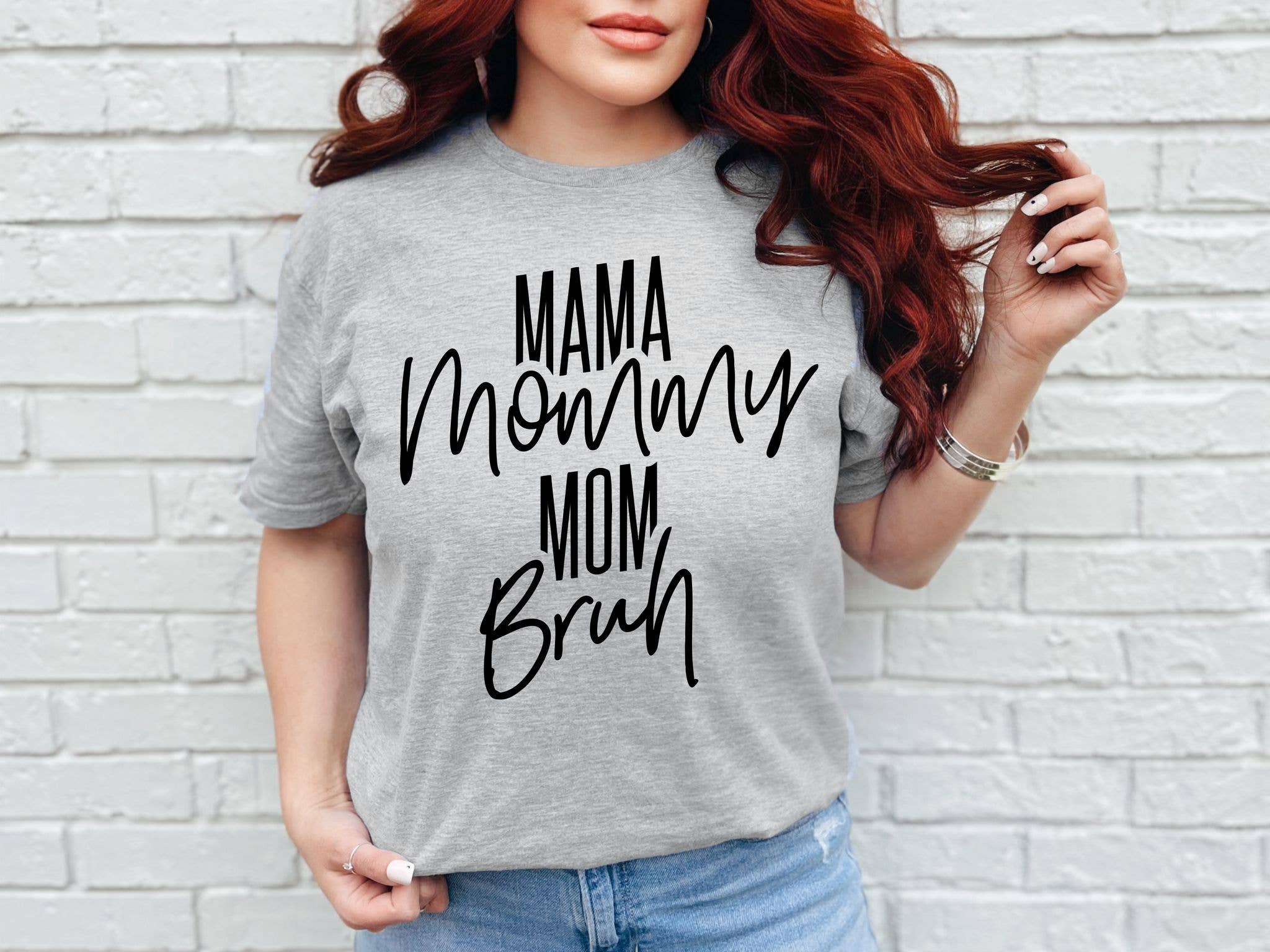 Mama Mommy Mom Bruh Grey Tee