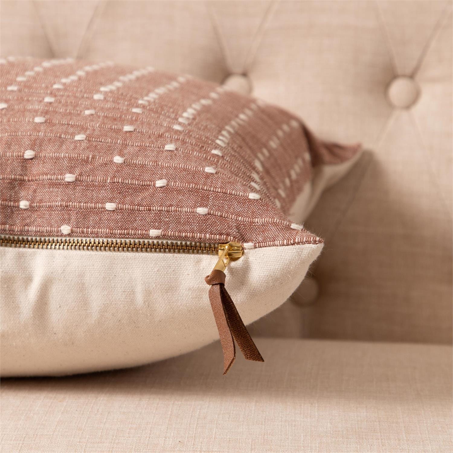 Mauve Kantha Stitch Throw Pillow
