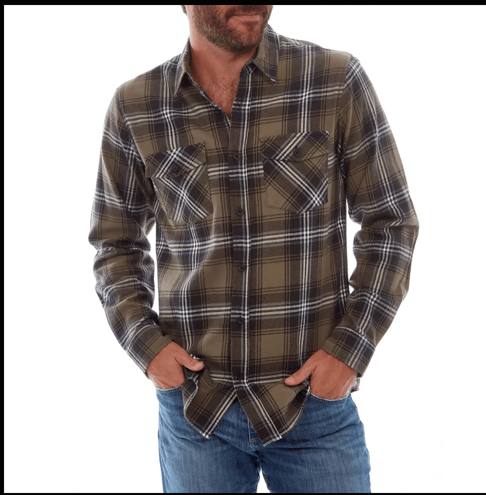 Men's Olive Flannel Shirt