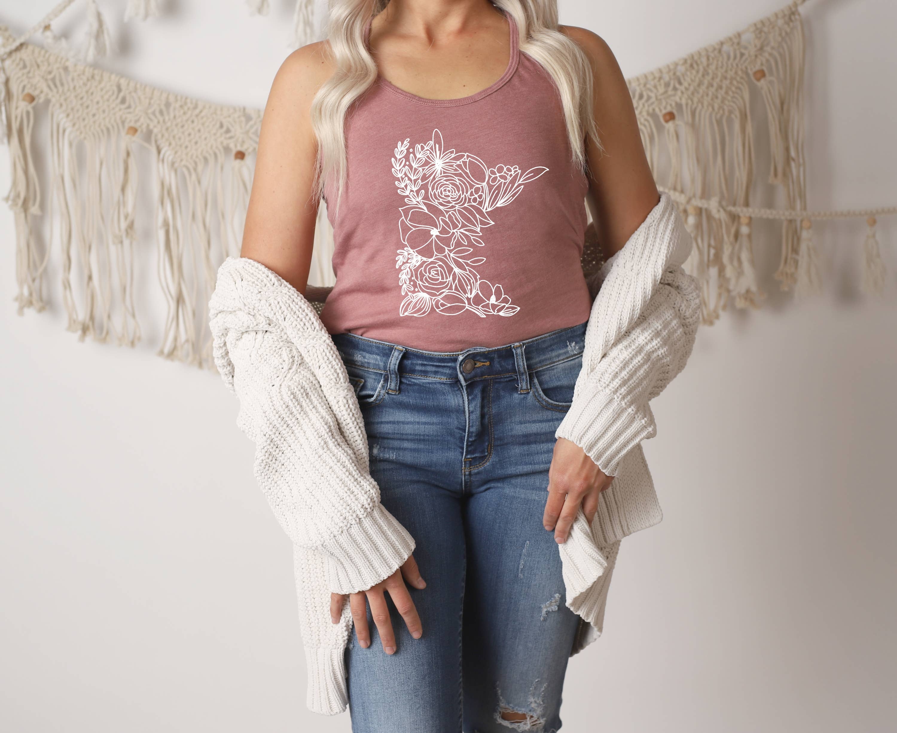 Minnesota Floral Tank Top: Mauve