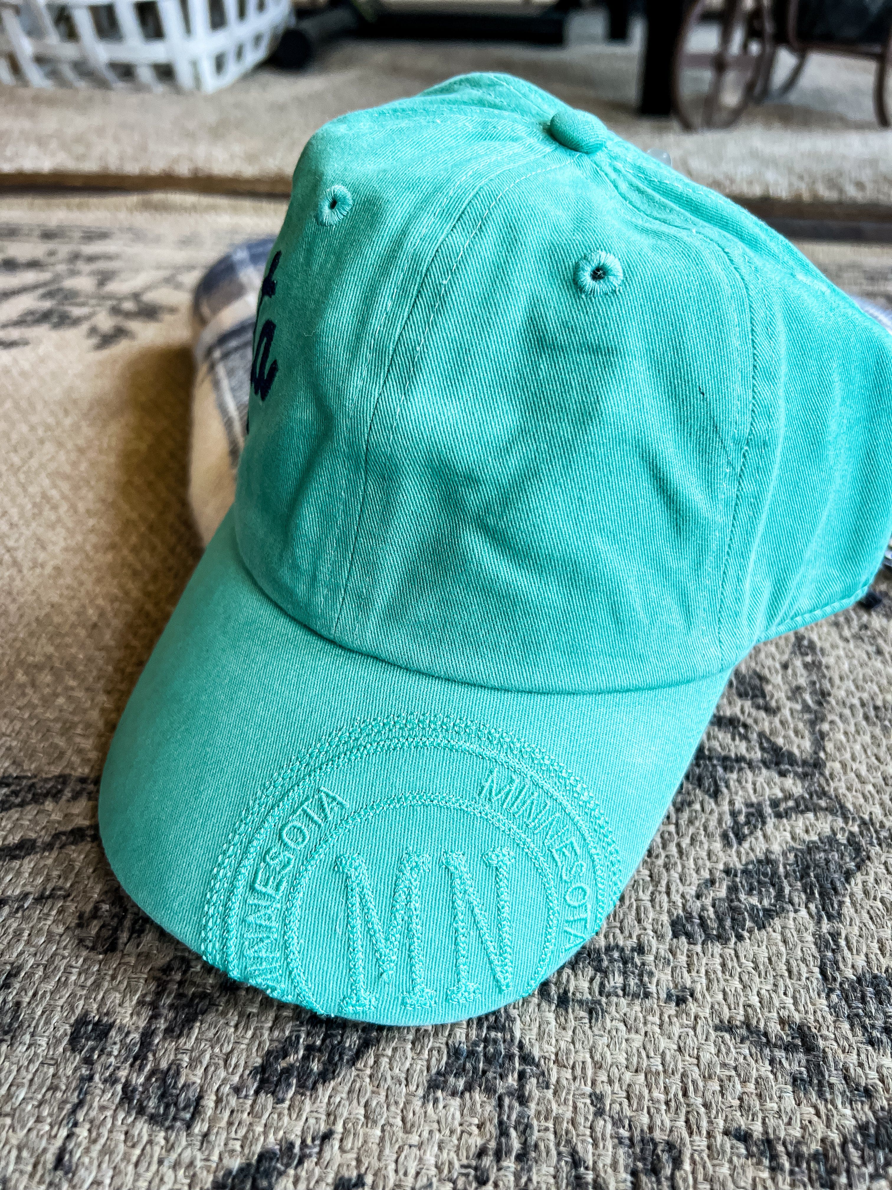 Minnesota Stamp Teal Baseball Hat