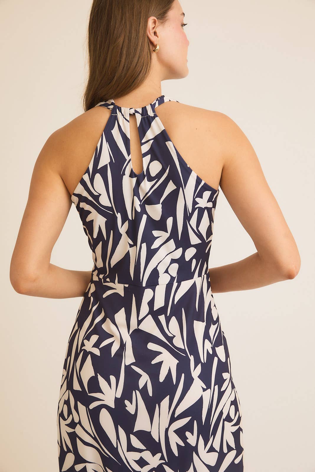 Navy Surplice Floral Maxi Dress