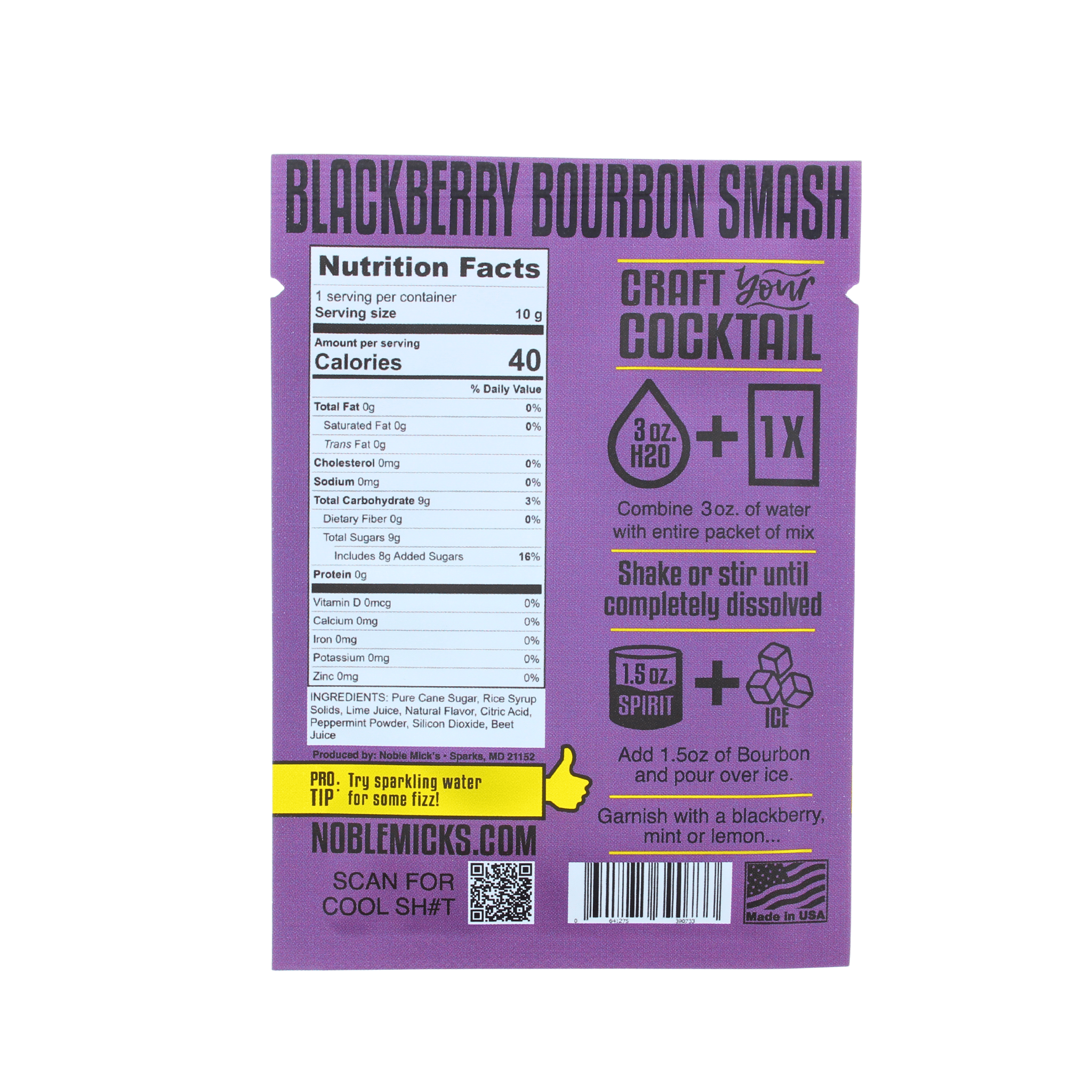 Noble Mick's Craft Cocktail or Mocktail Drink Packets