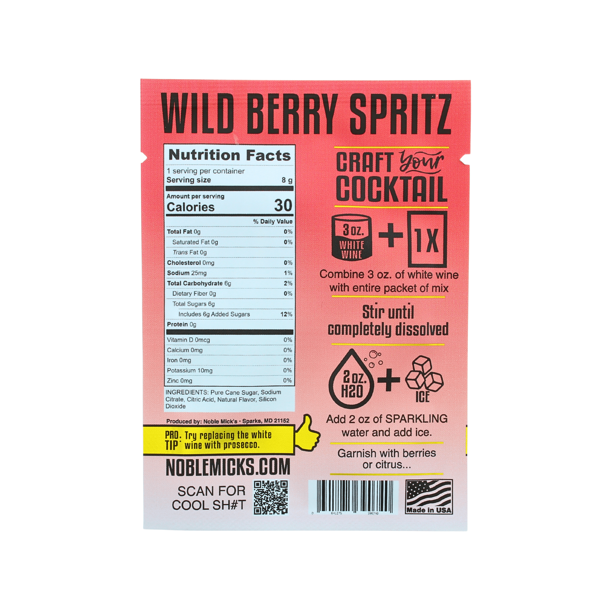 Noble Mick's Craft Cocktail or Mocktail Drink Packets