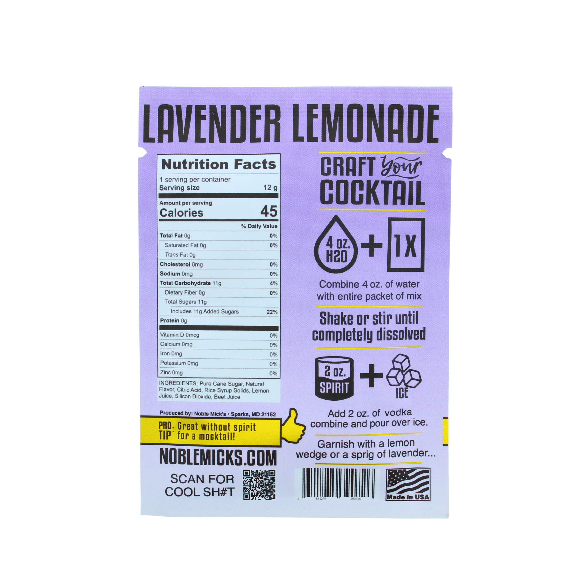 Noble Mick's Craft Cocktail or Mocktail Drink Packets