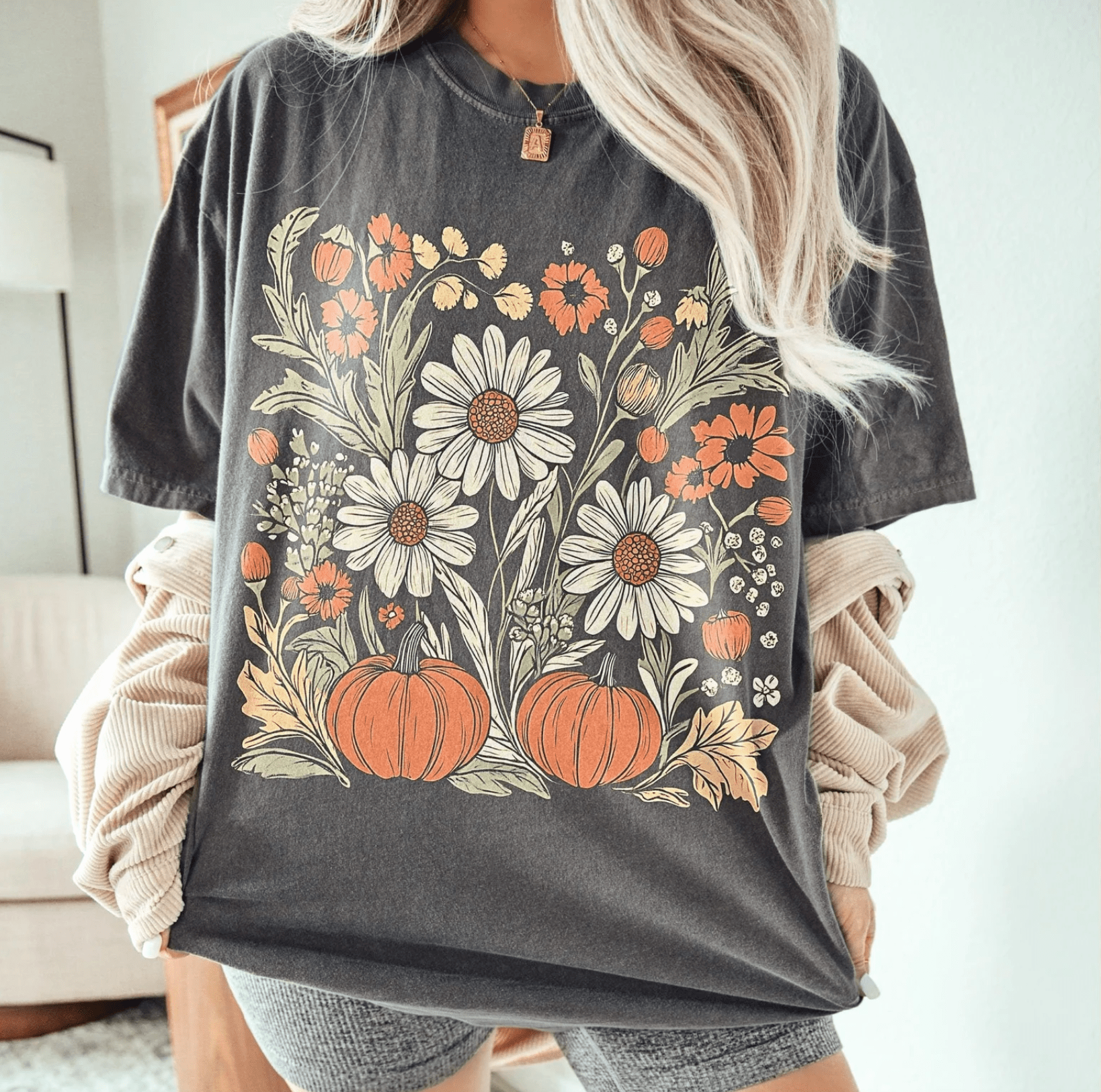 Pepper Boho Fall Floral Comfort Color Tee