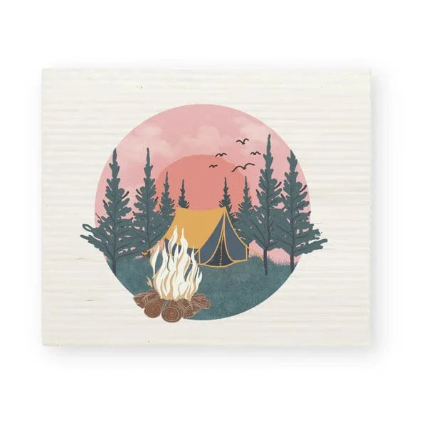 Pink Sky Campsite Swedish Dishcloth