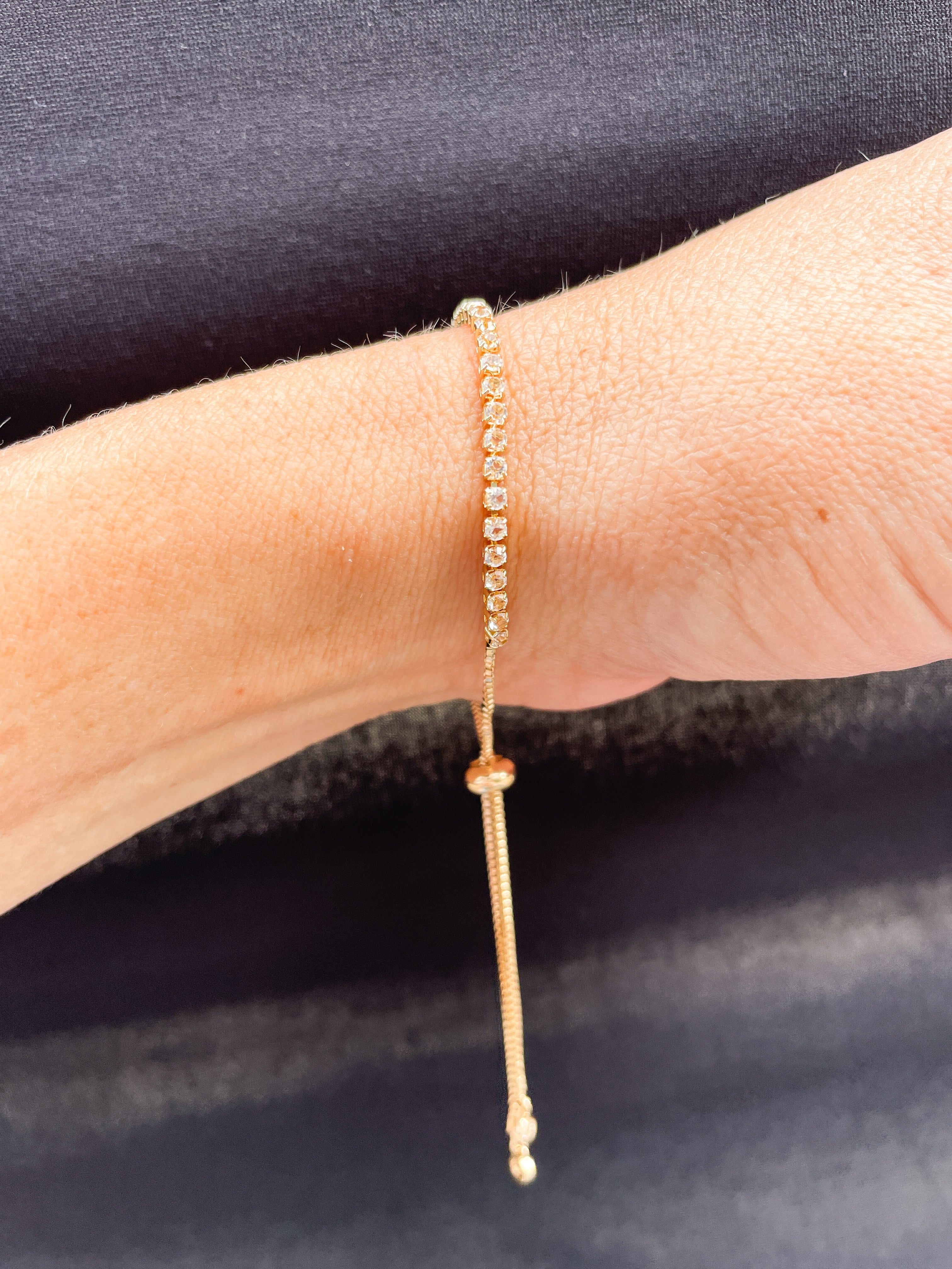 Rhinestone Gold Chain Slider Bracelet