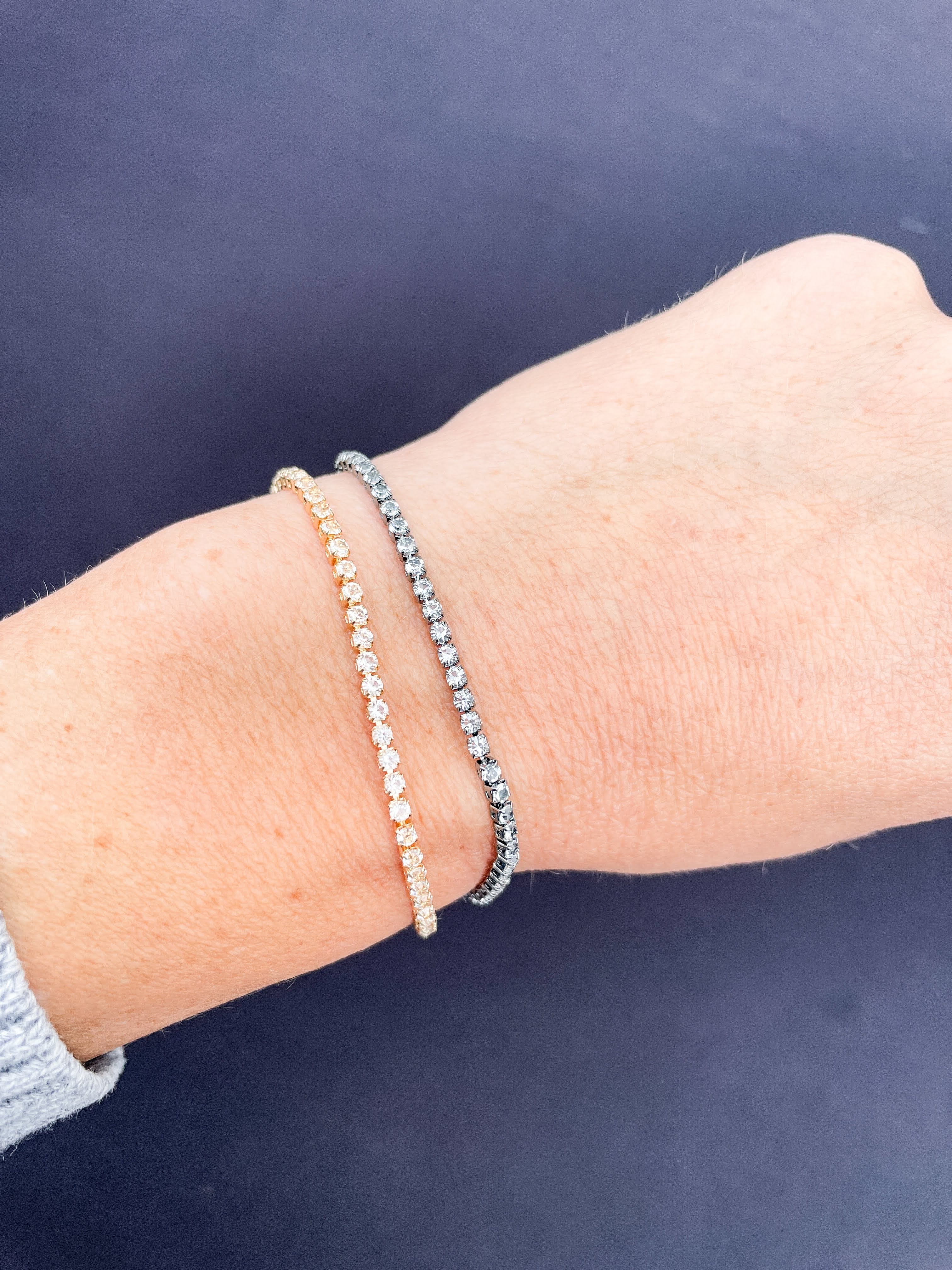 Rhinestone Gold Chain Slider Bracelet