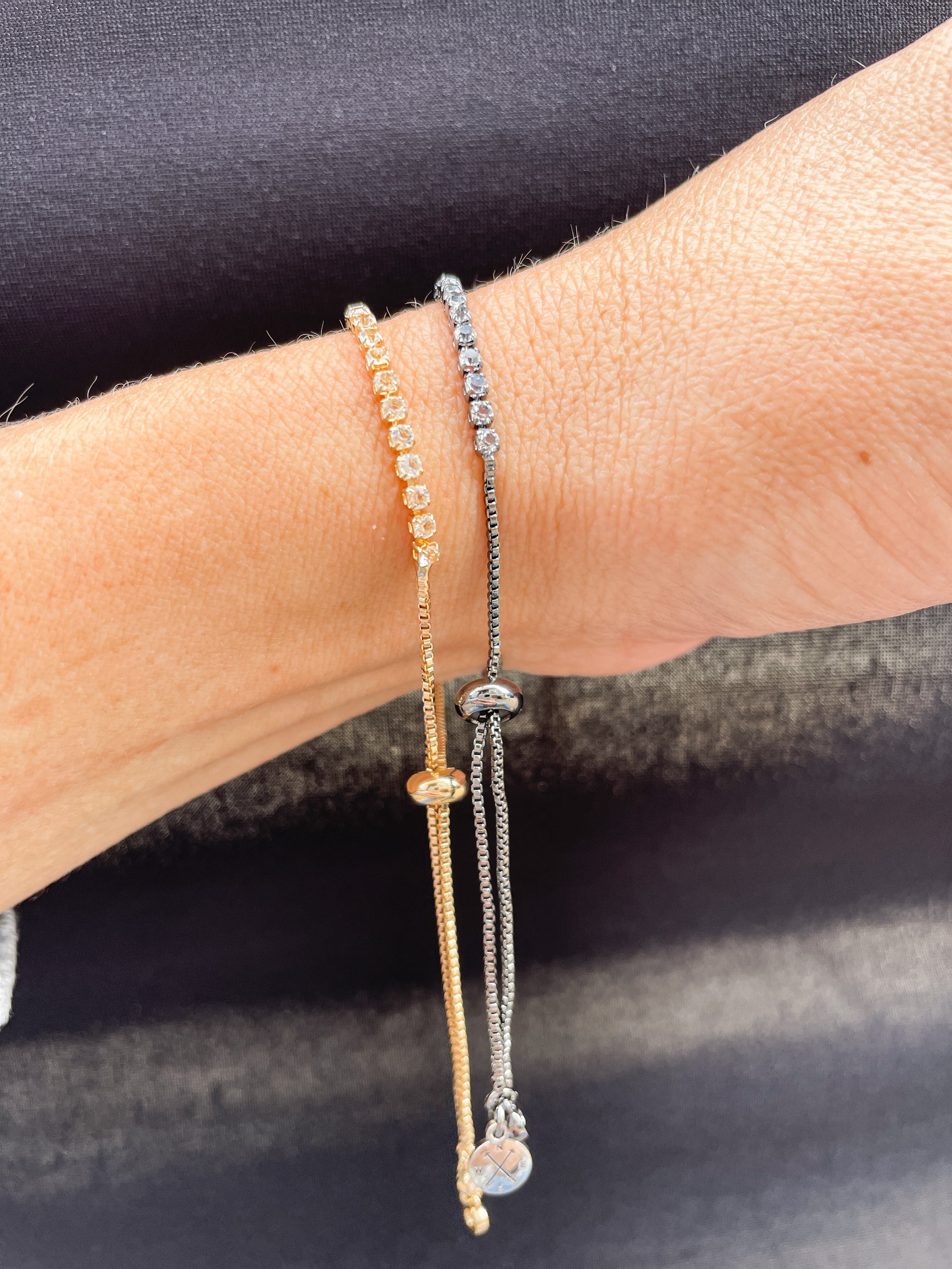 Rhinestone Gold Chain Slider Bracelet