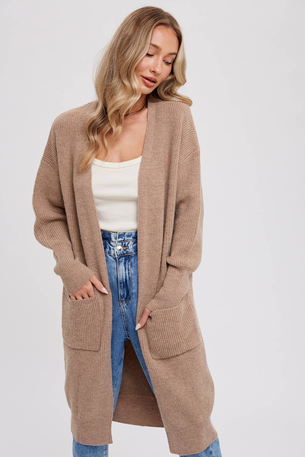 Ribbed Open Front Cardigan