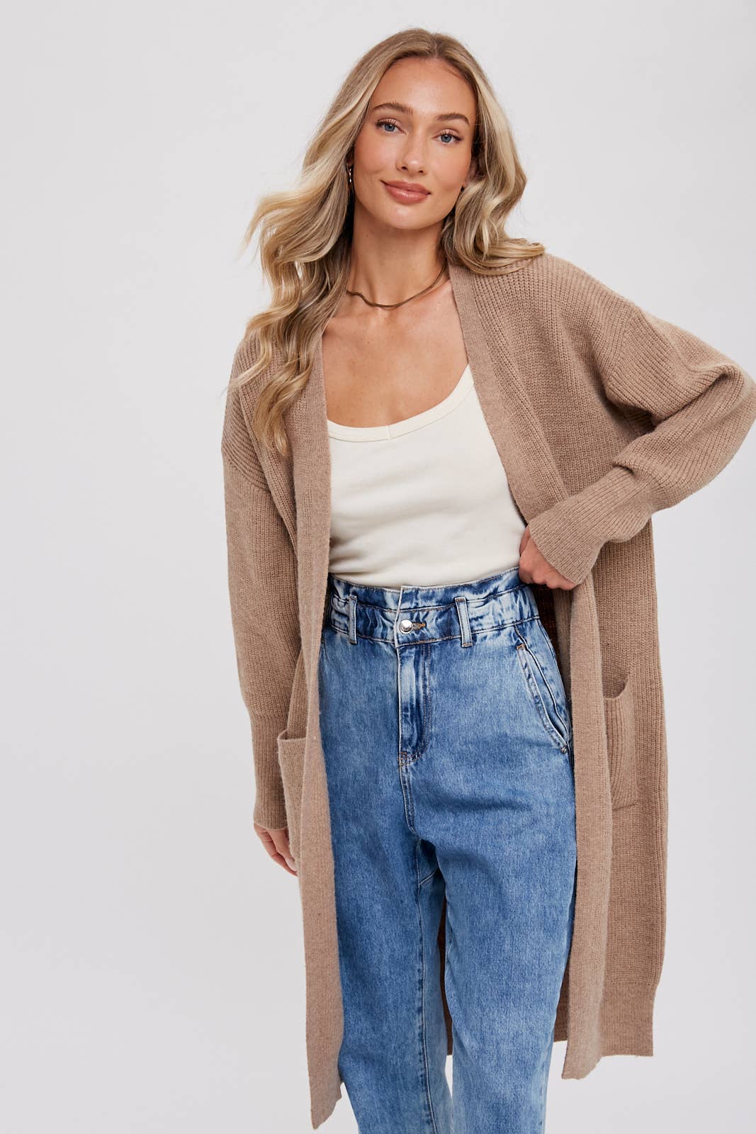 Ribbed Open Front Cardigan