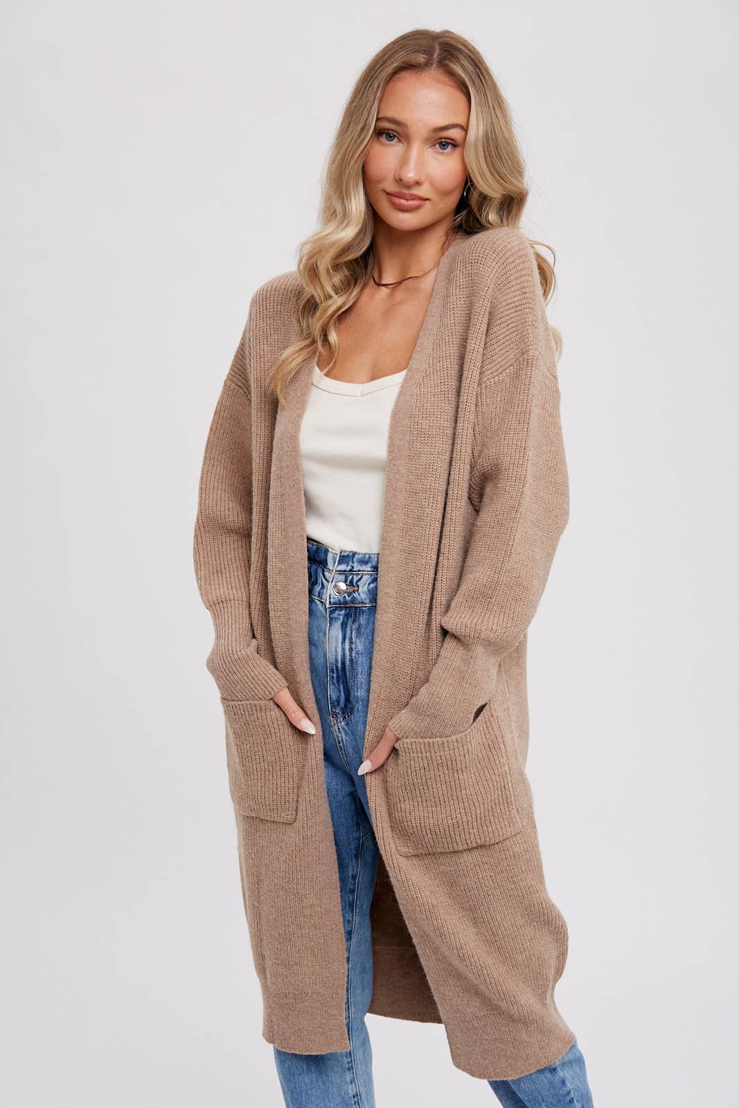 Ribbed Open Front Cardigan