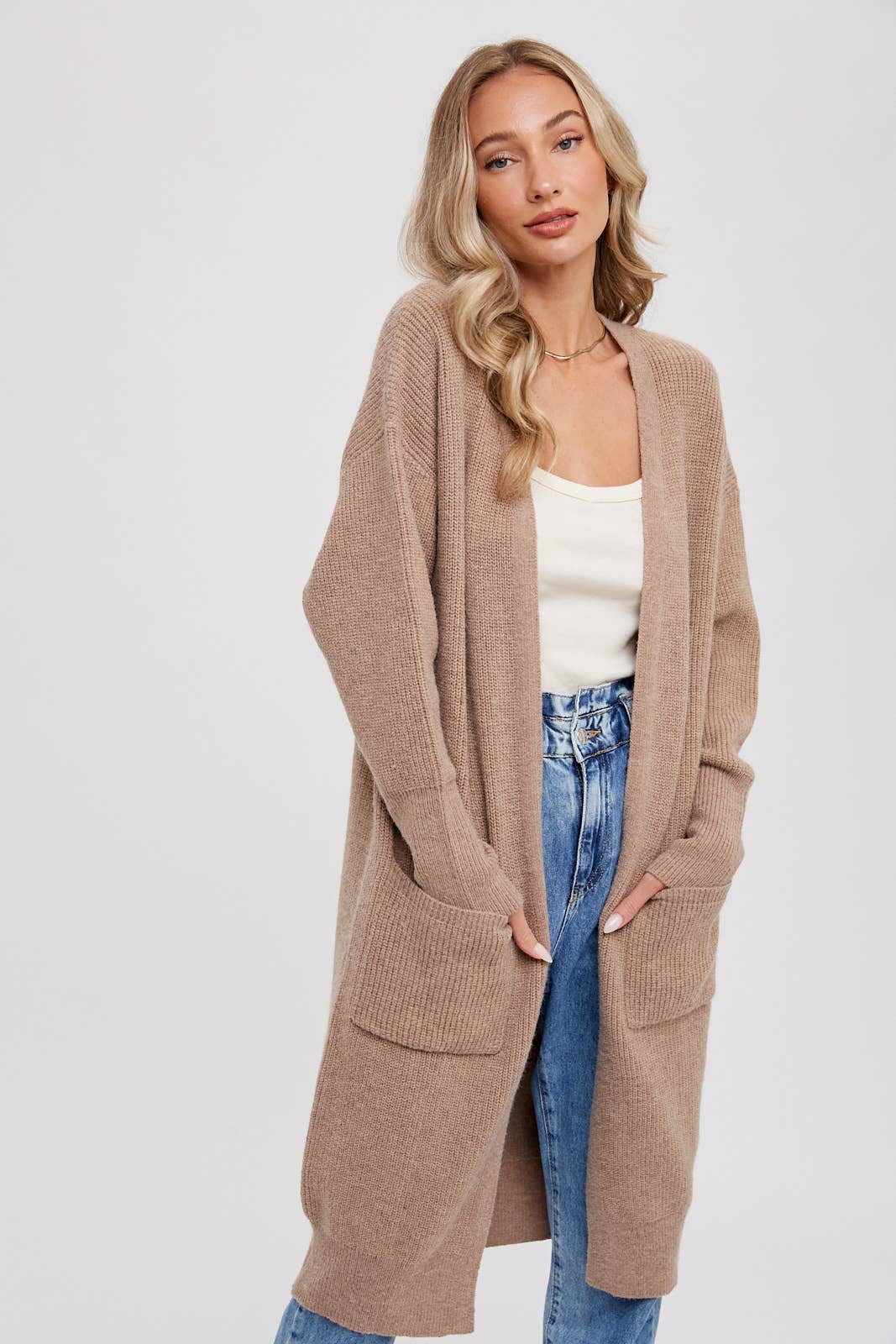 Ribbed Open Front Cardigan