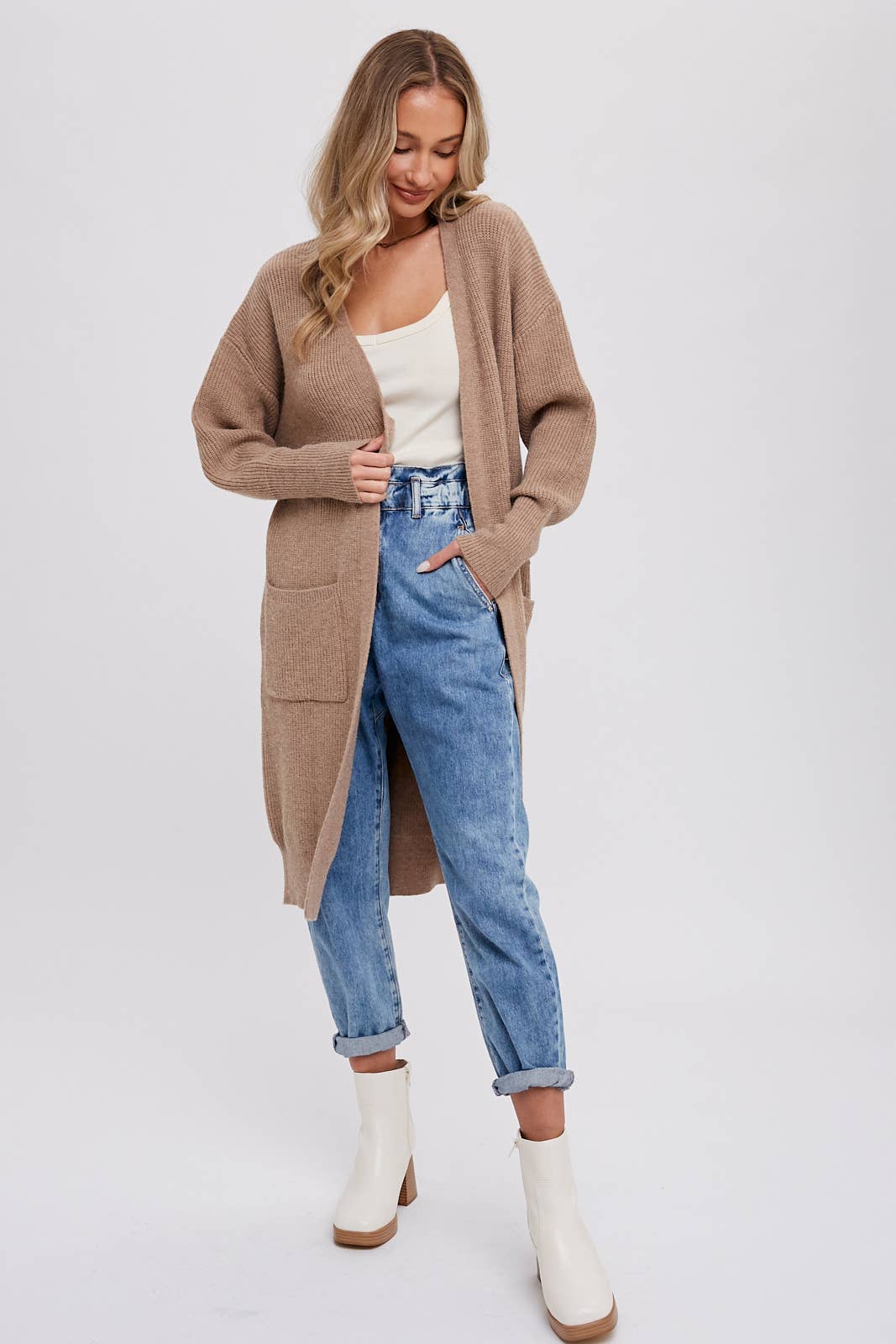 Ribbed Open Front Cardigan