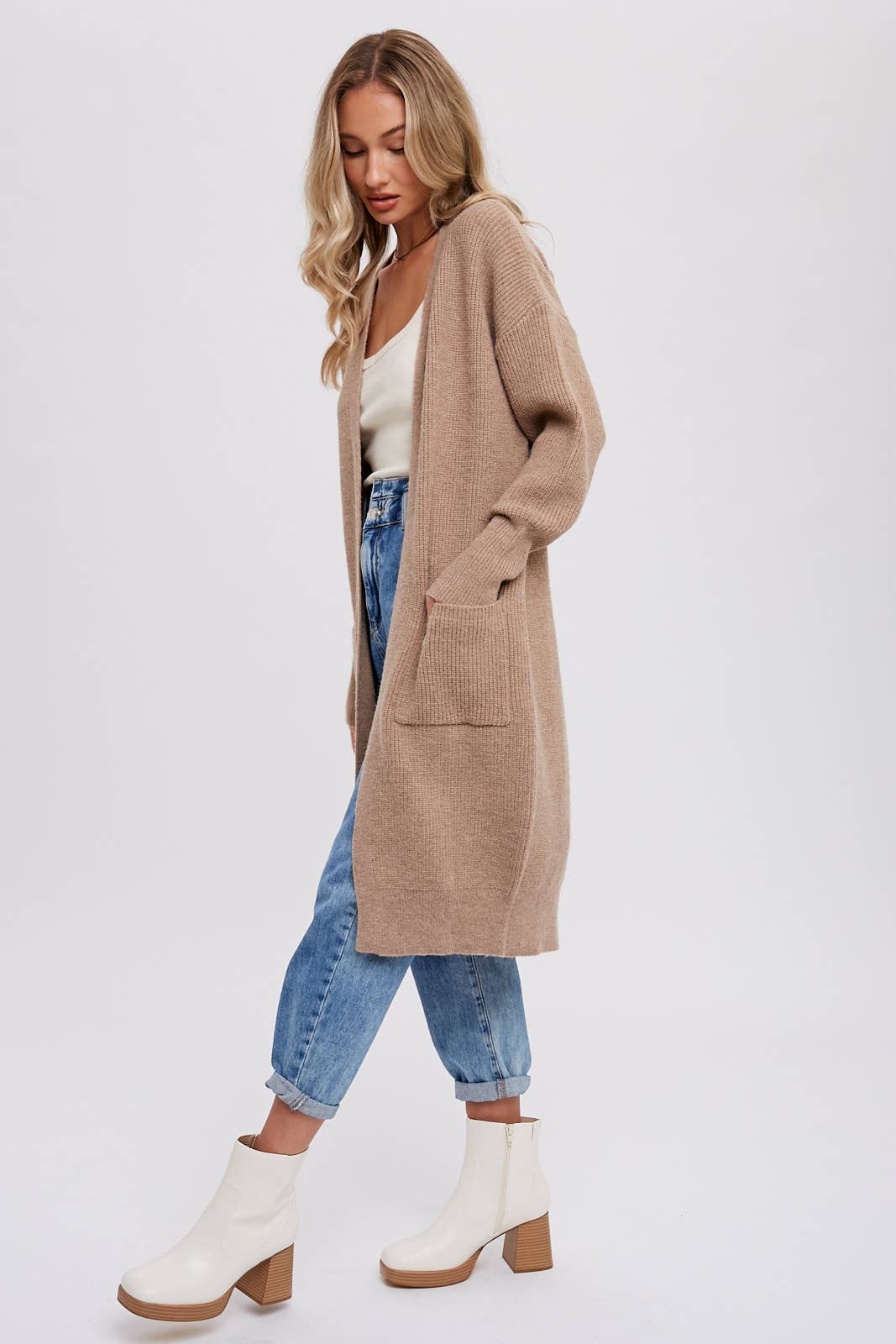 Ribbed Open Front Cardigan