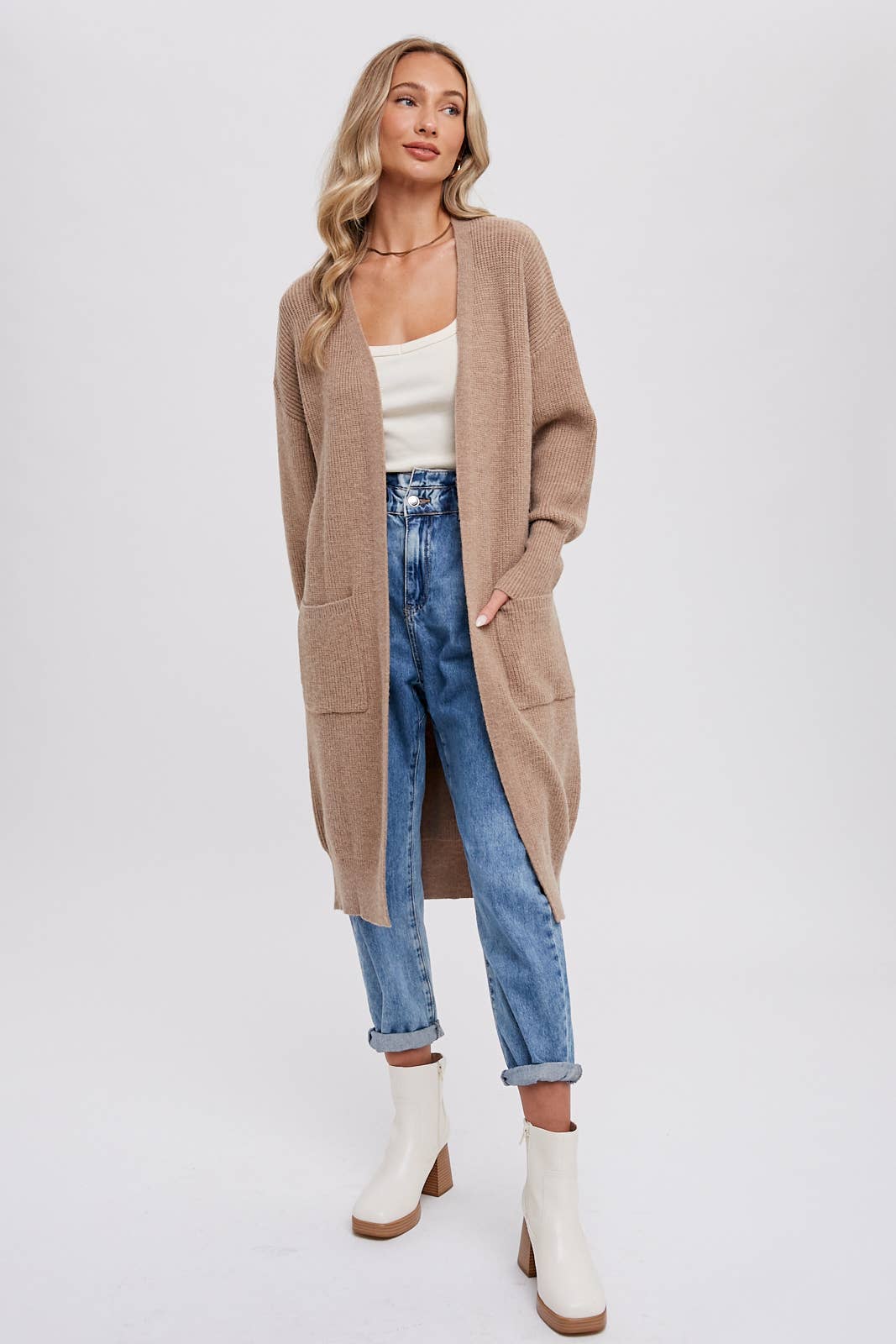 Ribbed Open Front Cardigan