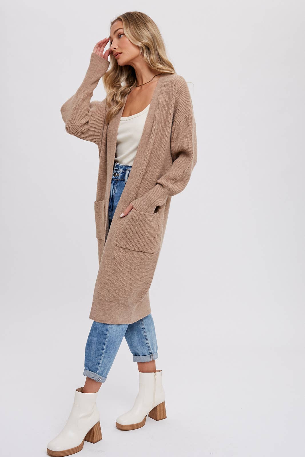 Ribbed Open Front Cardigan