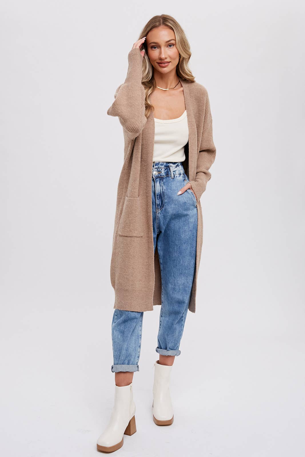 Ribbed Open Front Cardigan