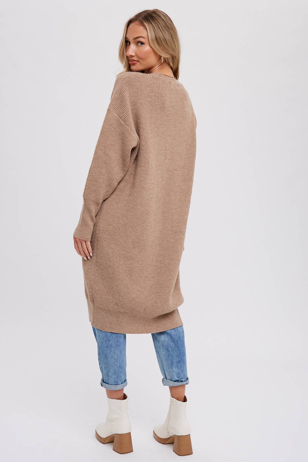 Ribbed Open Front Cardigan