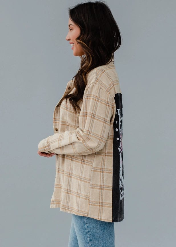 Rock & Roll Patch Tan Flannel
