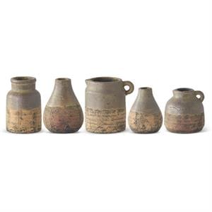Rustic Ceramic Pot w/Gray Glazed Tops