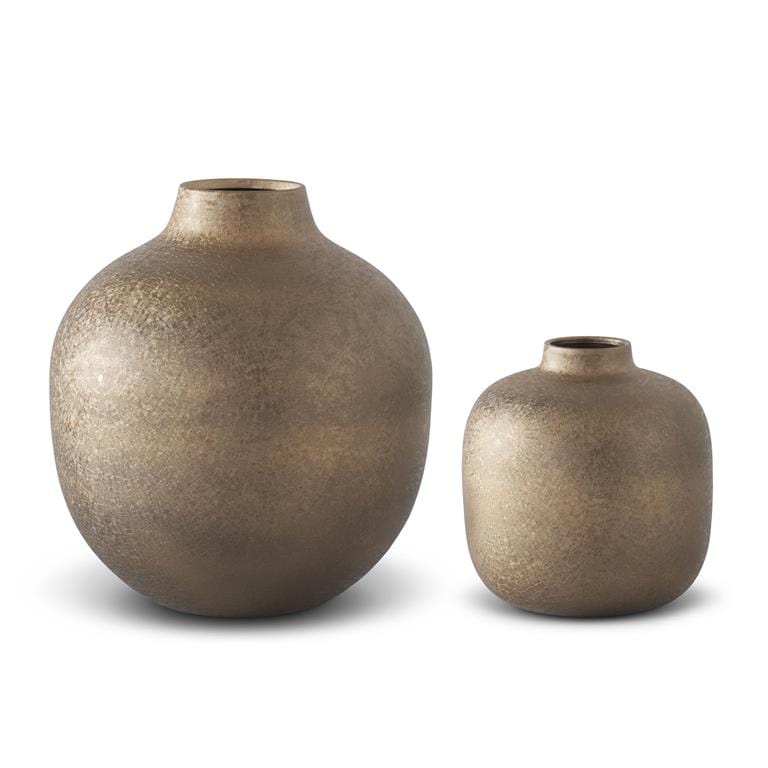 Crackled Brown Metal Vases