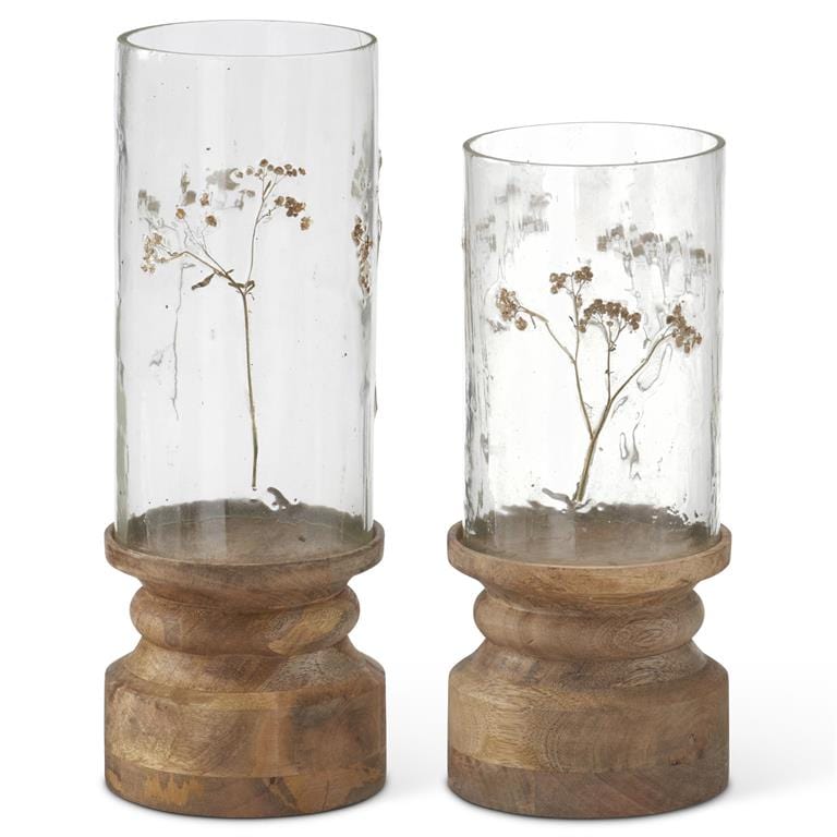 Dried Floral Glass Hurricane Candleholders